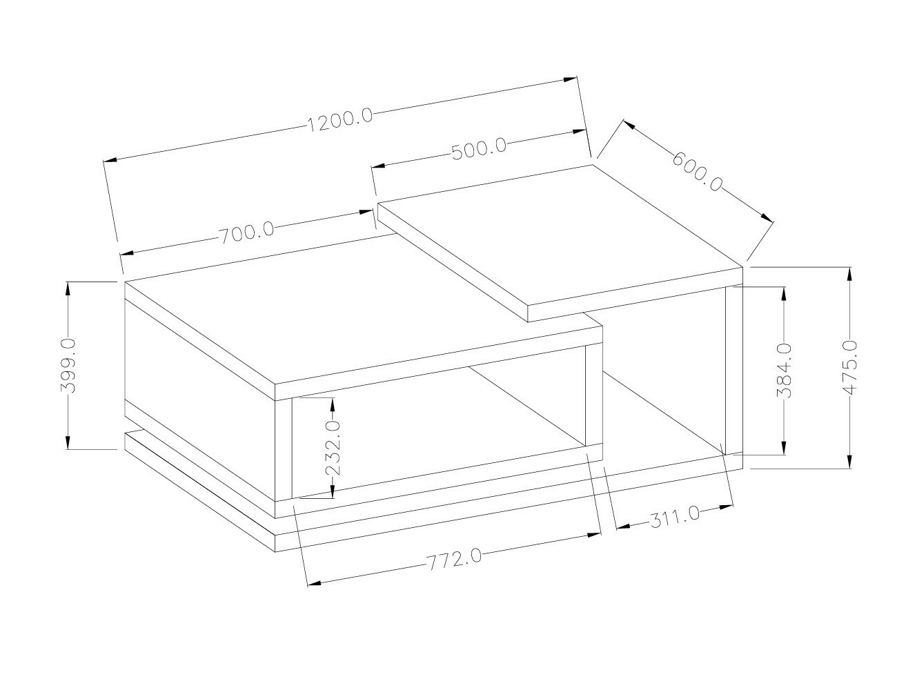 Măsuță de cafea Lutiva 104 (Matera gri + Molid închis)