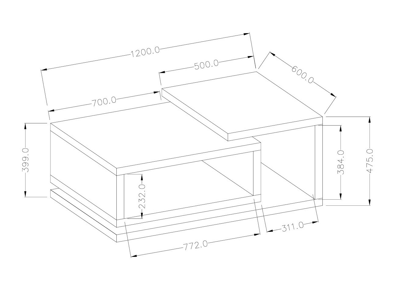 Măsuță de cafea Lutiva 104 (Negru mat)