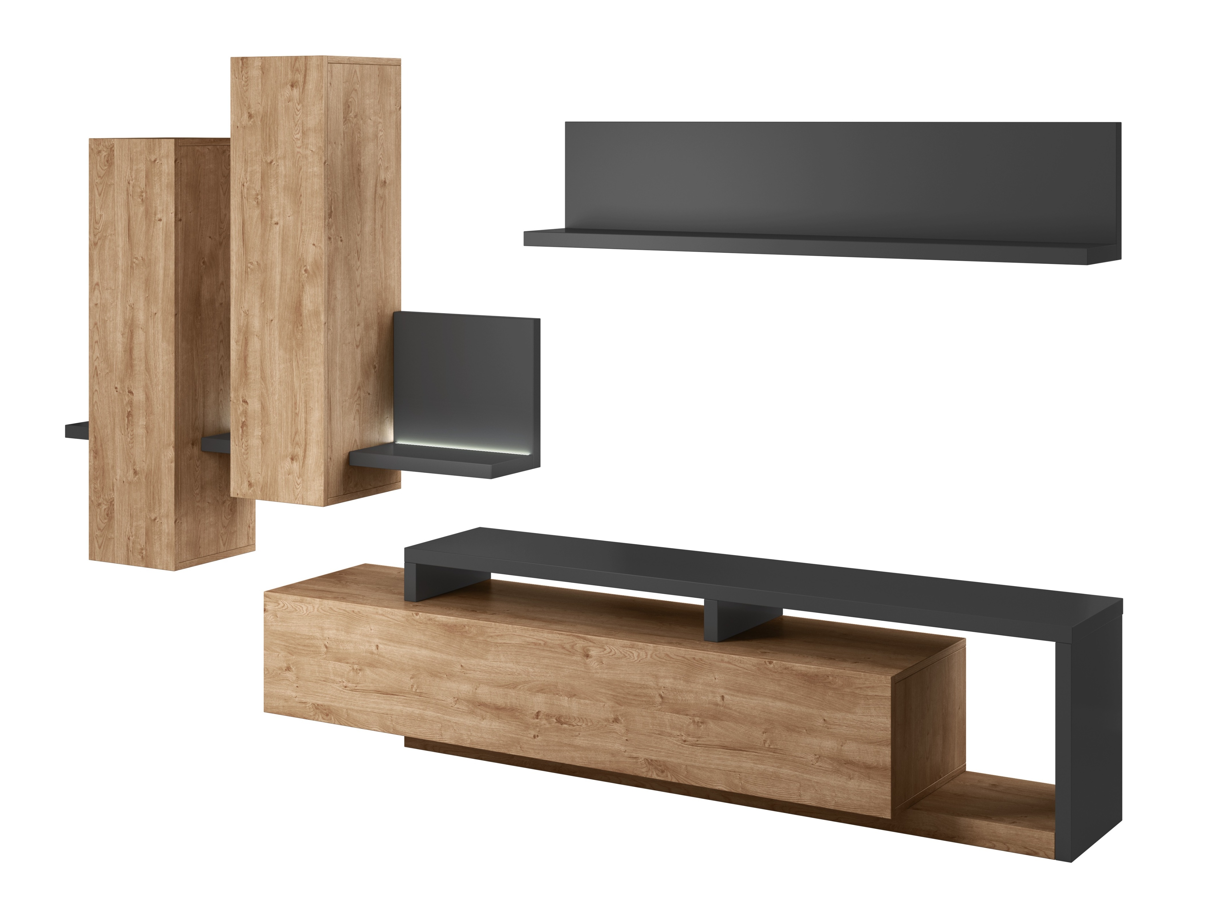 Set de living Lutiva 100 (Antracit + Ribbec stejar)