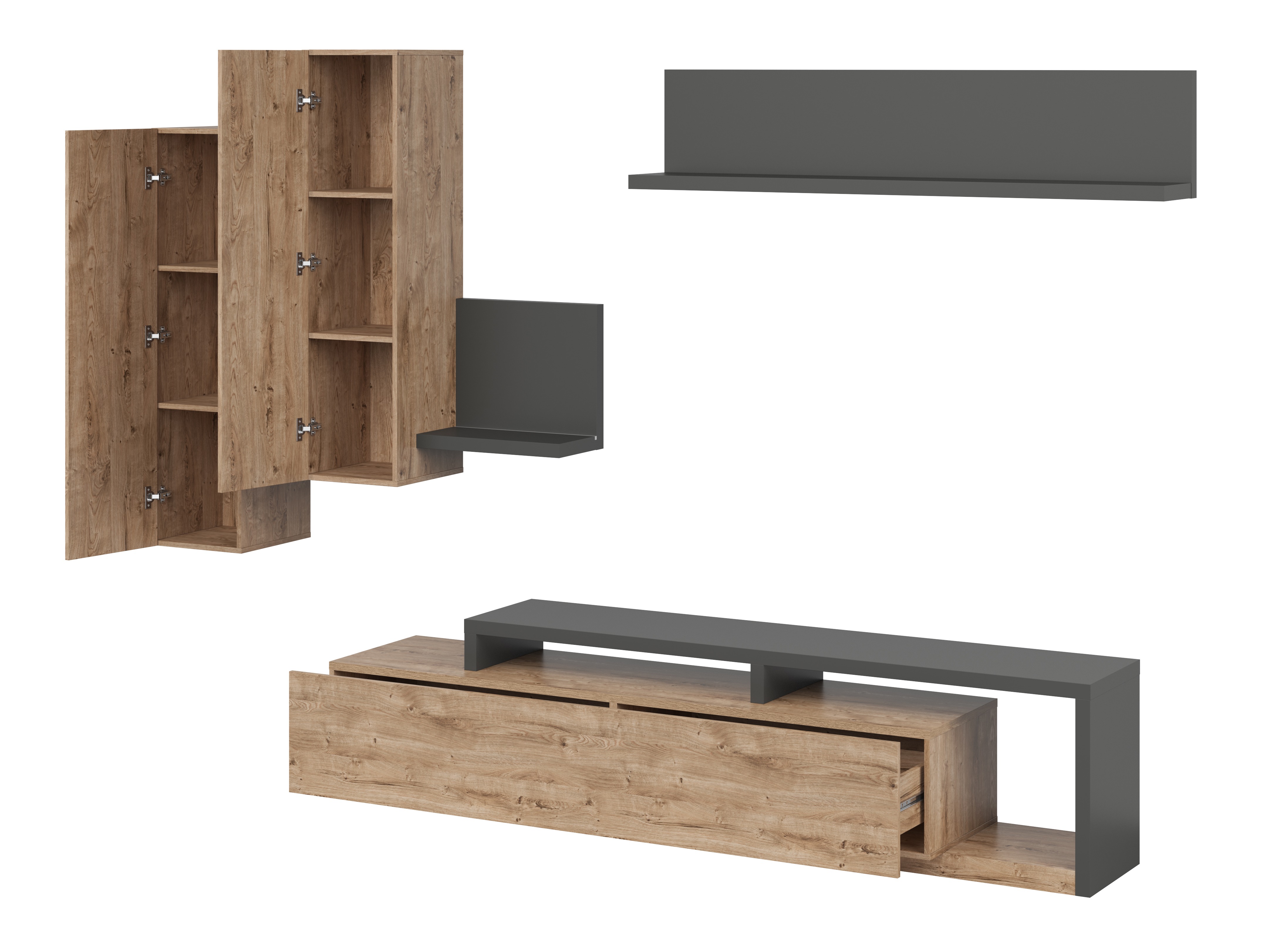 Set de living Lutiva 100 (Antracit + Ribbec stejar)
