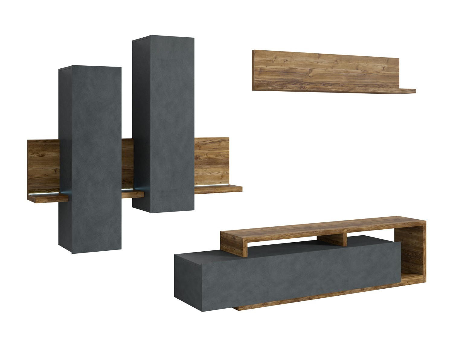 Set de living Lutiva 100 (Matera gri + Molid închis)