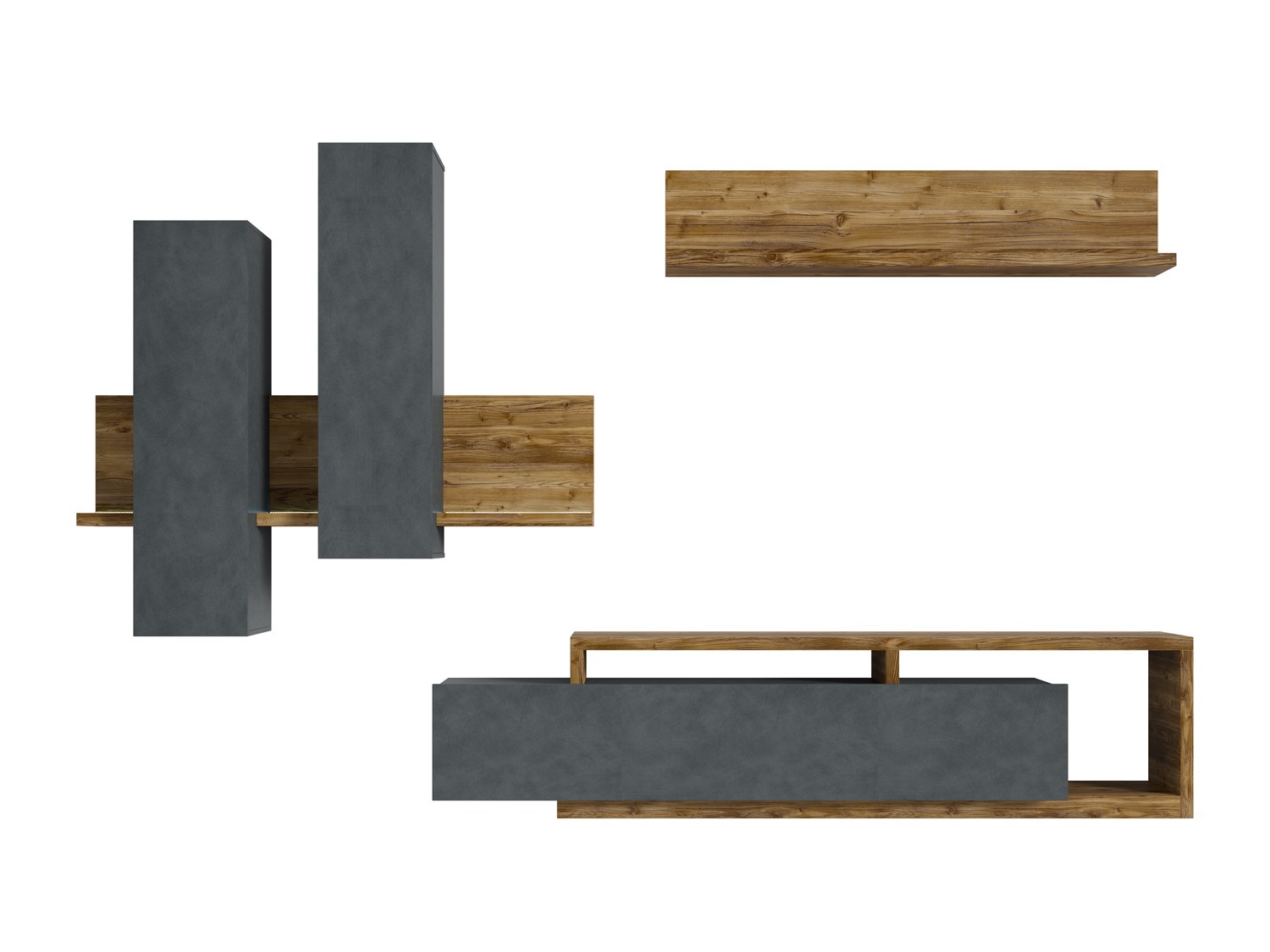 Set de living Lutiva 100 (Matera gri + Molid închis)