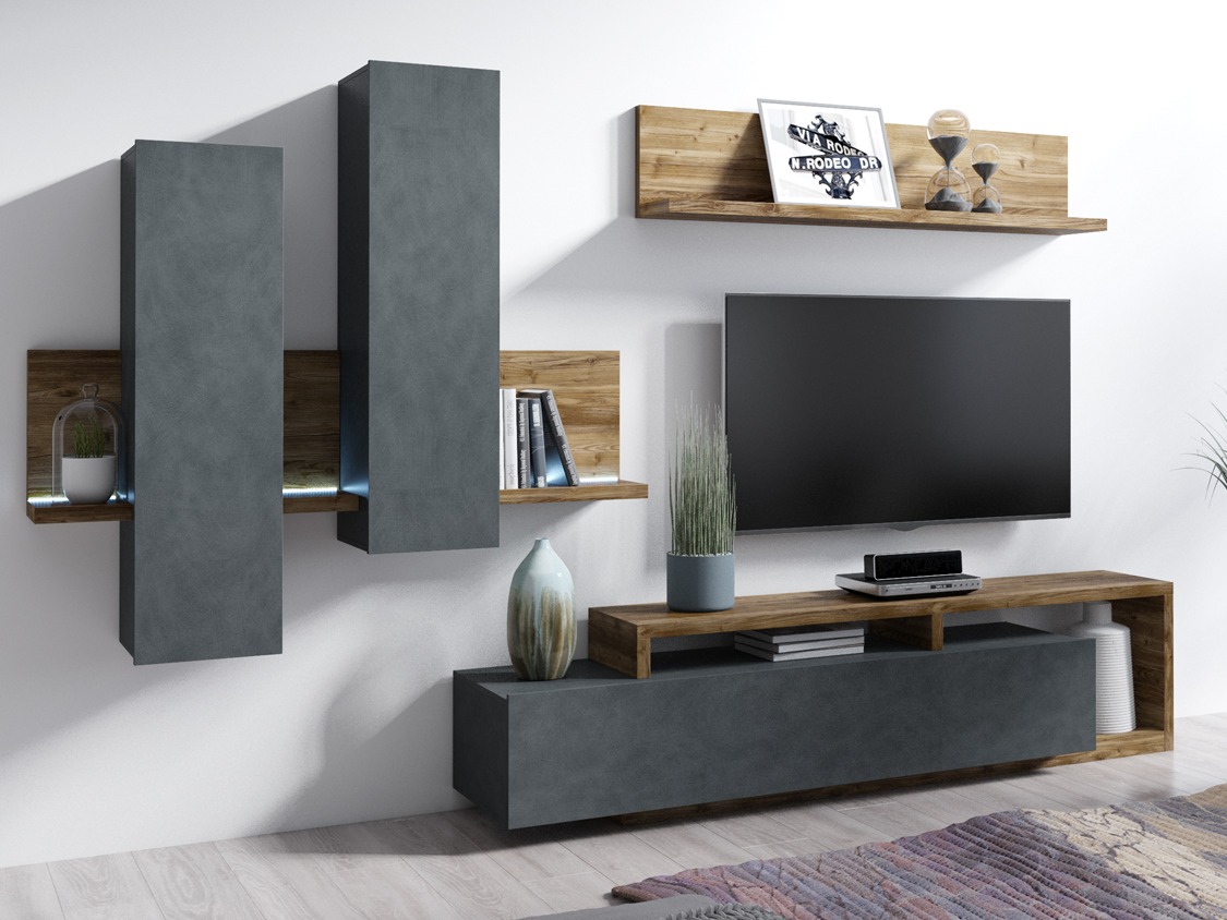 Set de living Lutiva 100 (Matera gri + Molid închis)