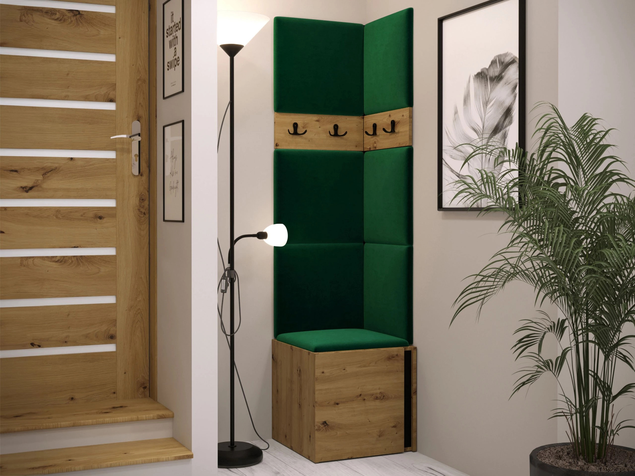 Set de hol Pinis XXI (Stejar artizan + Negru)