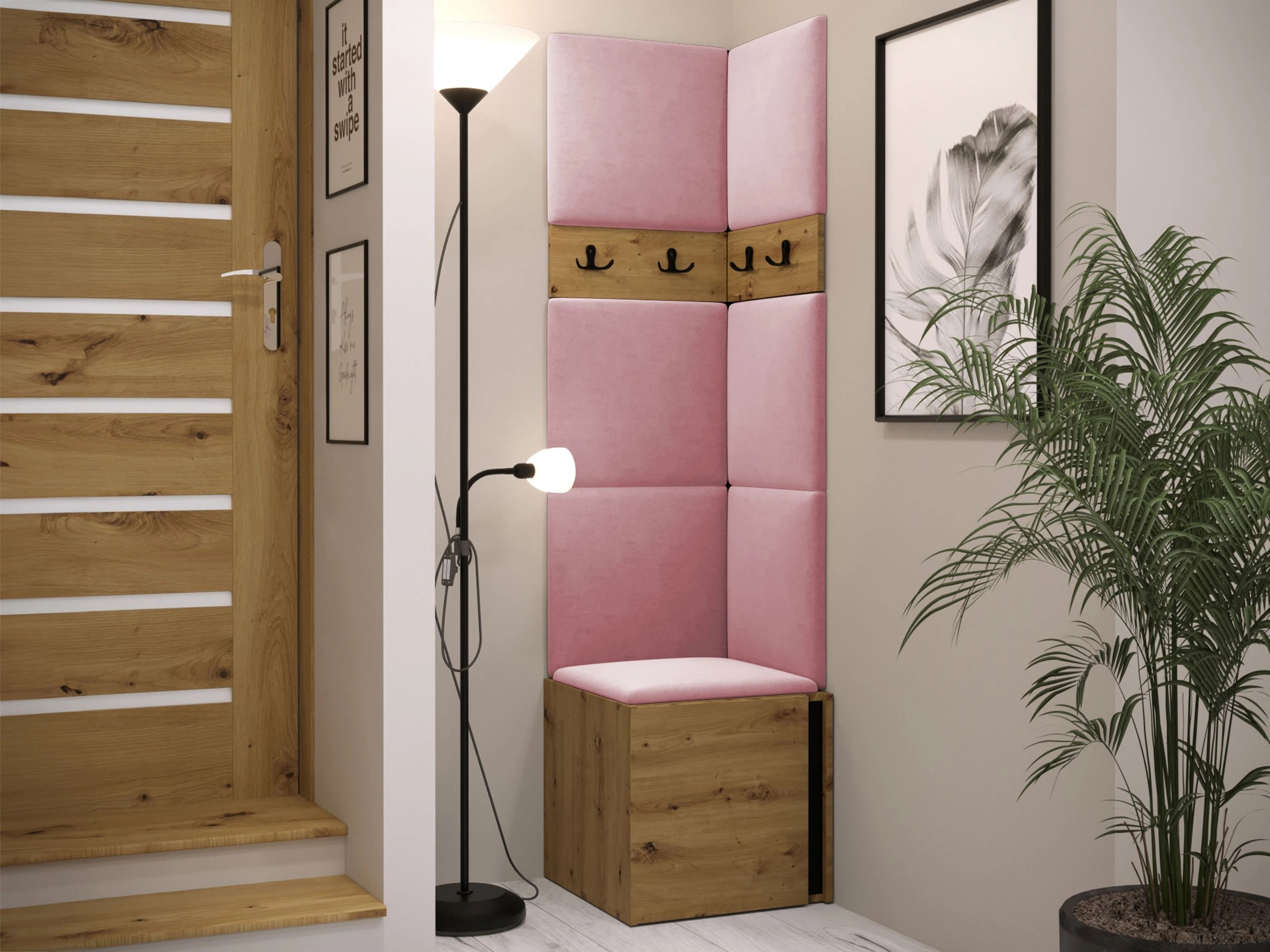 Set de hol Pinis XXI (Stejar artizan + Negru)