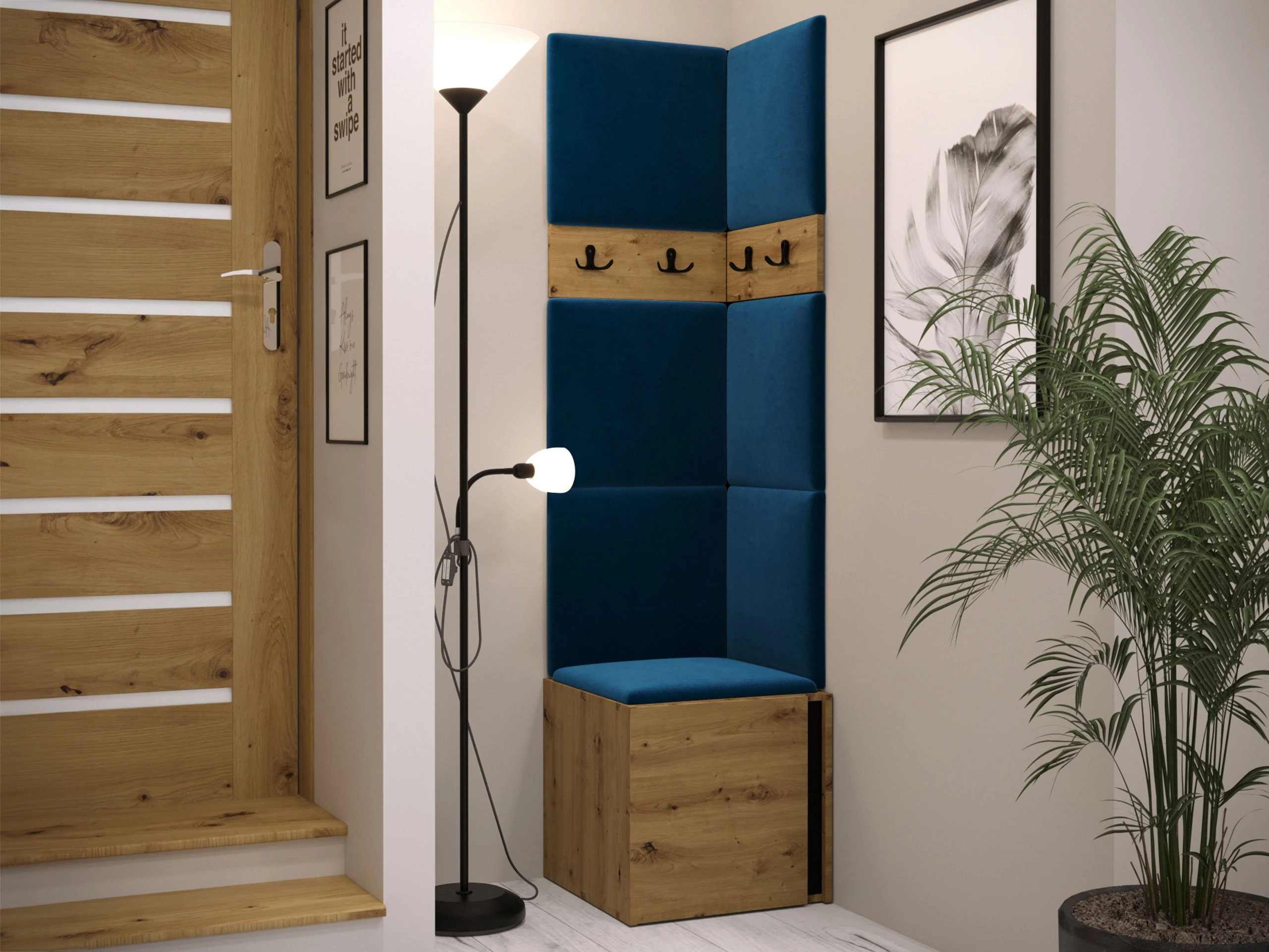 Set de hol Pinis XXI (Stejar artizan + Negru)