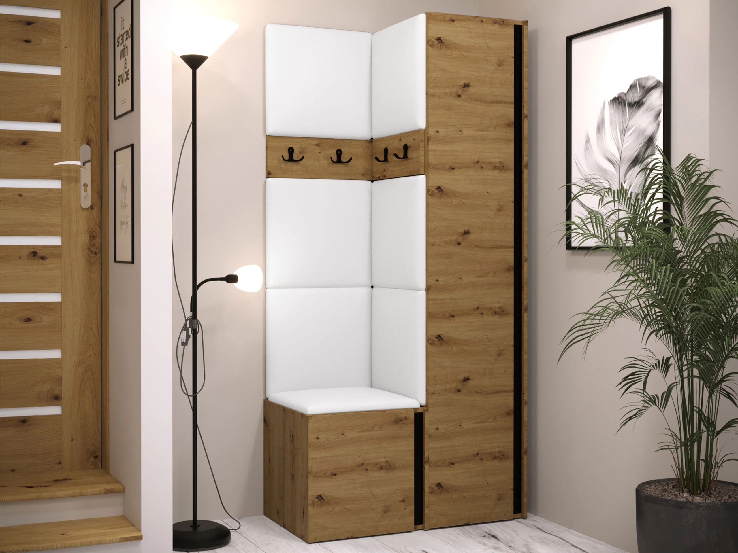 Set de hol Pinis XXIV (Stejar artizan + Negru)