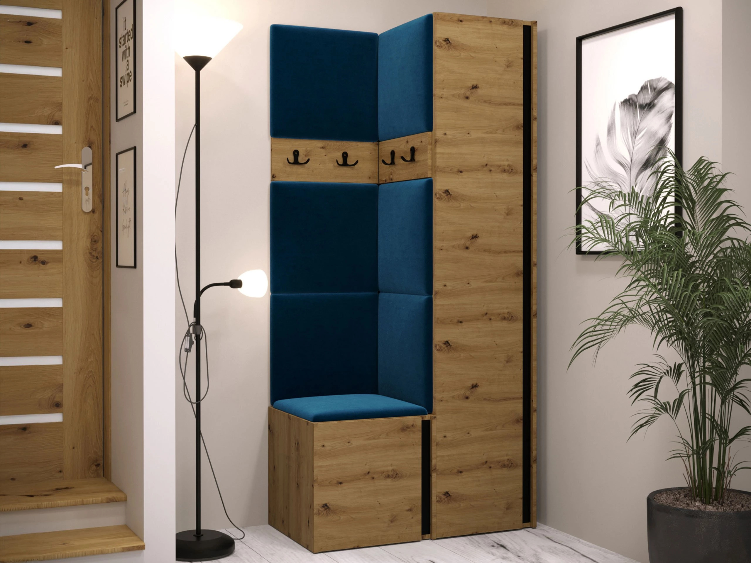 Set de hol Pinis XXIV (Stejar artizan + Negru)