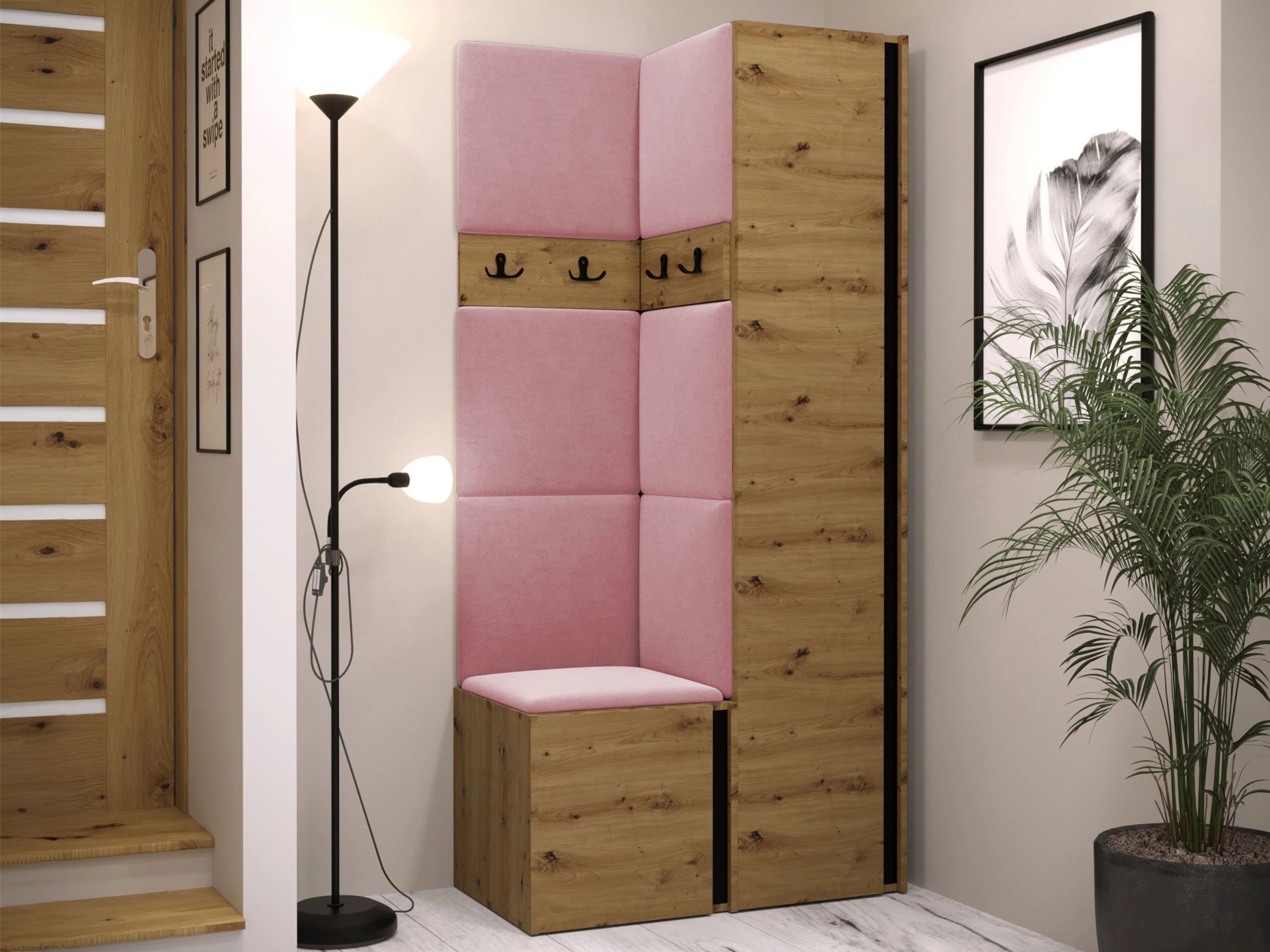 Set de hol Pinis XXIV (Stejar artizan + Negru)