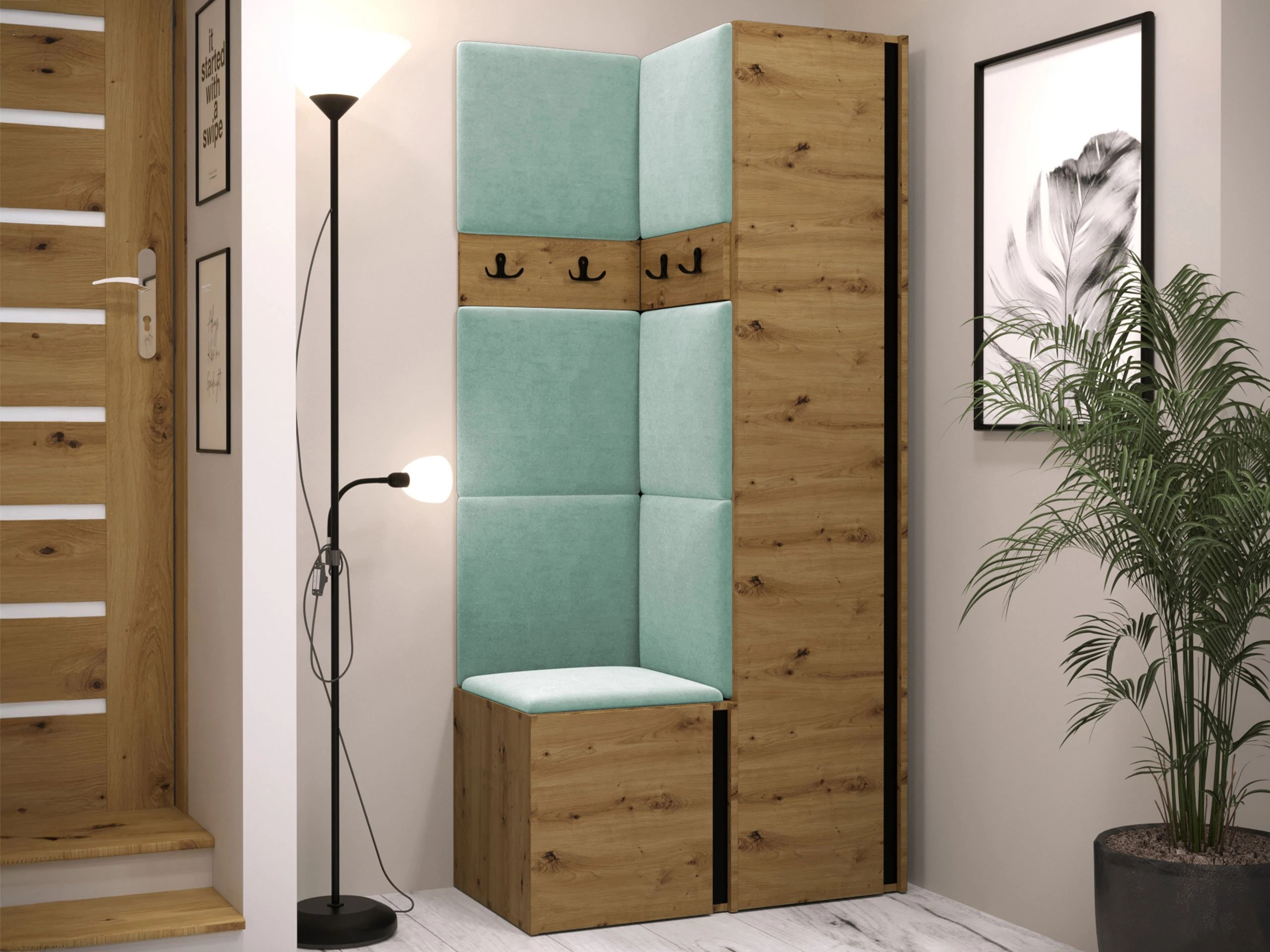 Set de hol Pinis XXIV (Stejar artizan + Negru)