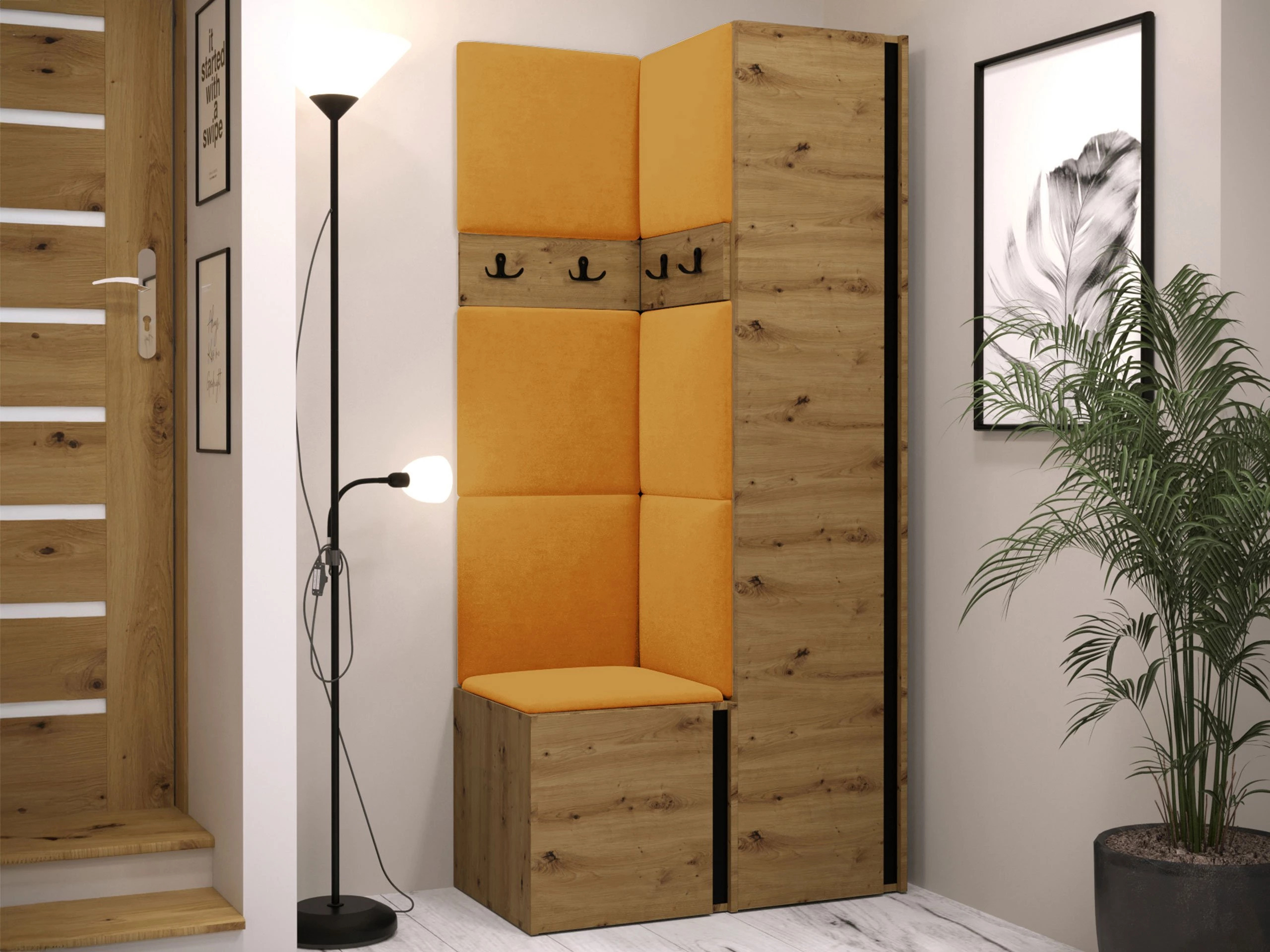 Set de hol Pinis XXIV (Stejar artizan + Negru)