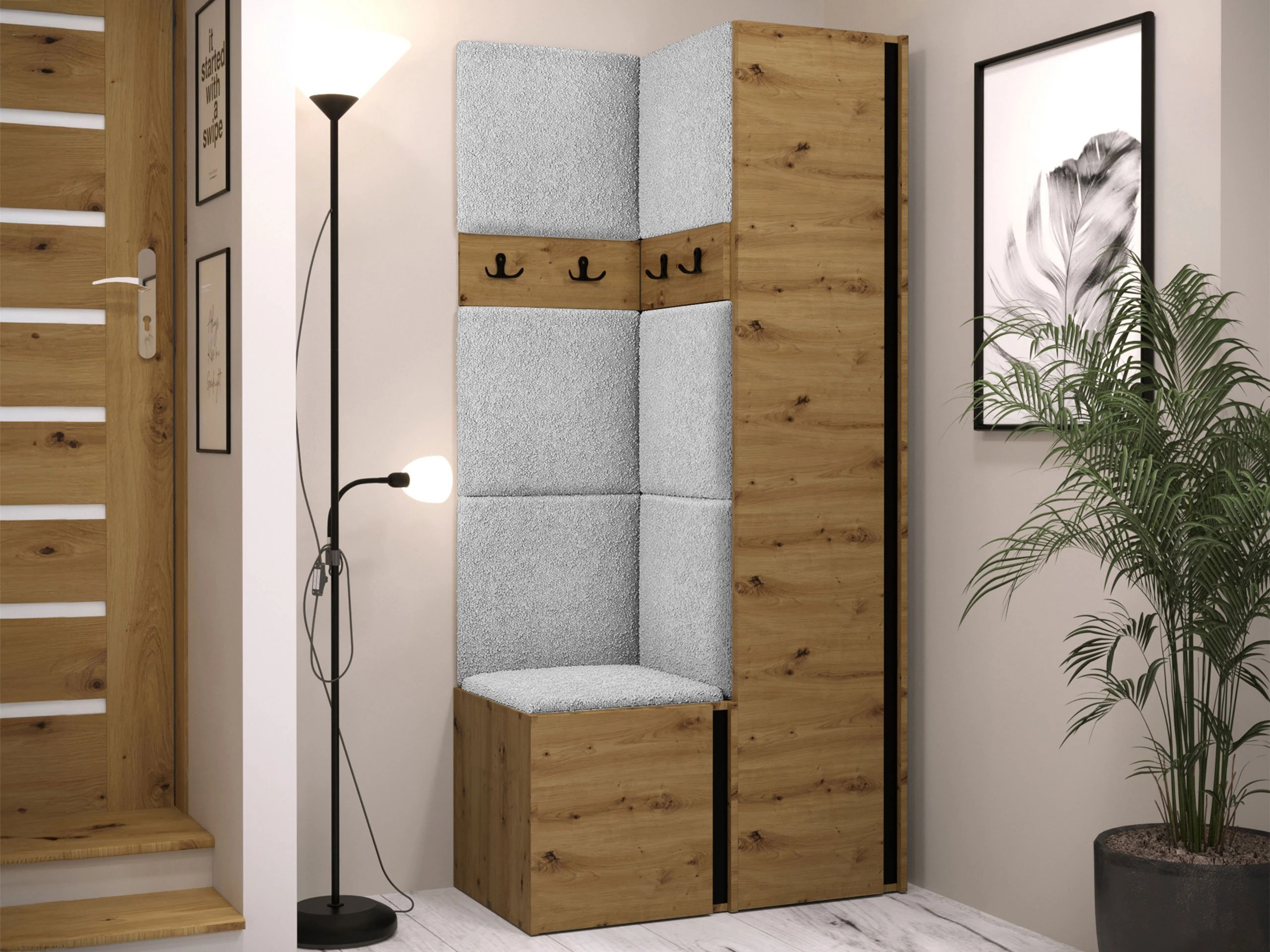 Set de hol Pinis XXIV (Stejar artizan + Negru)
