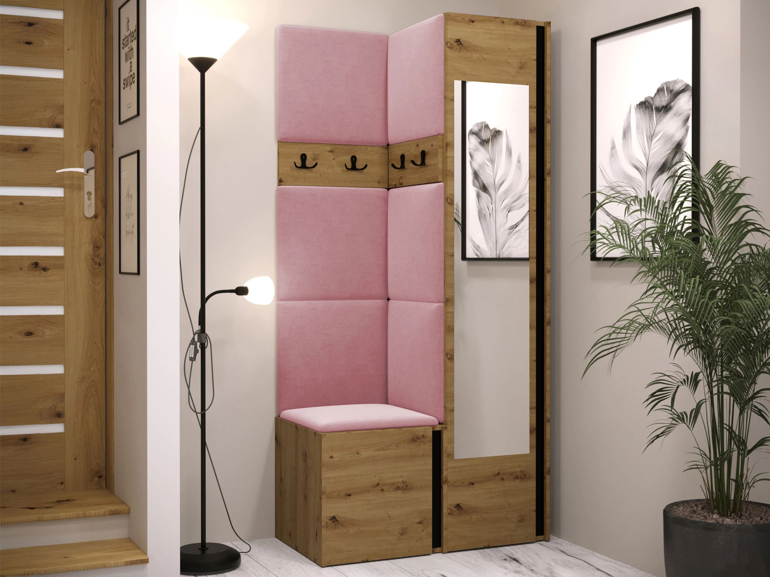 Set de hol Pinis XXV (Stejar artizan + Negru)