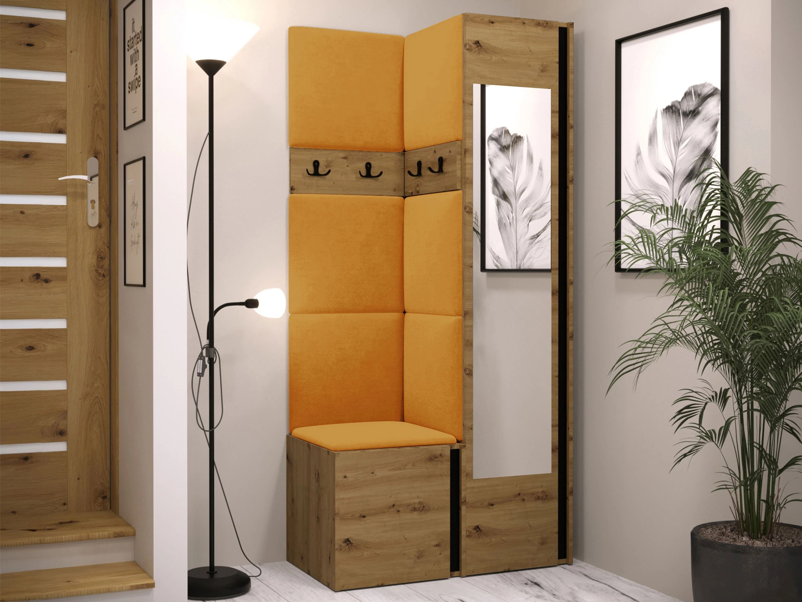 Set de hol Pinis XXV (Stejar artizan + Negru)
