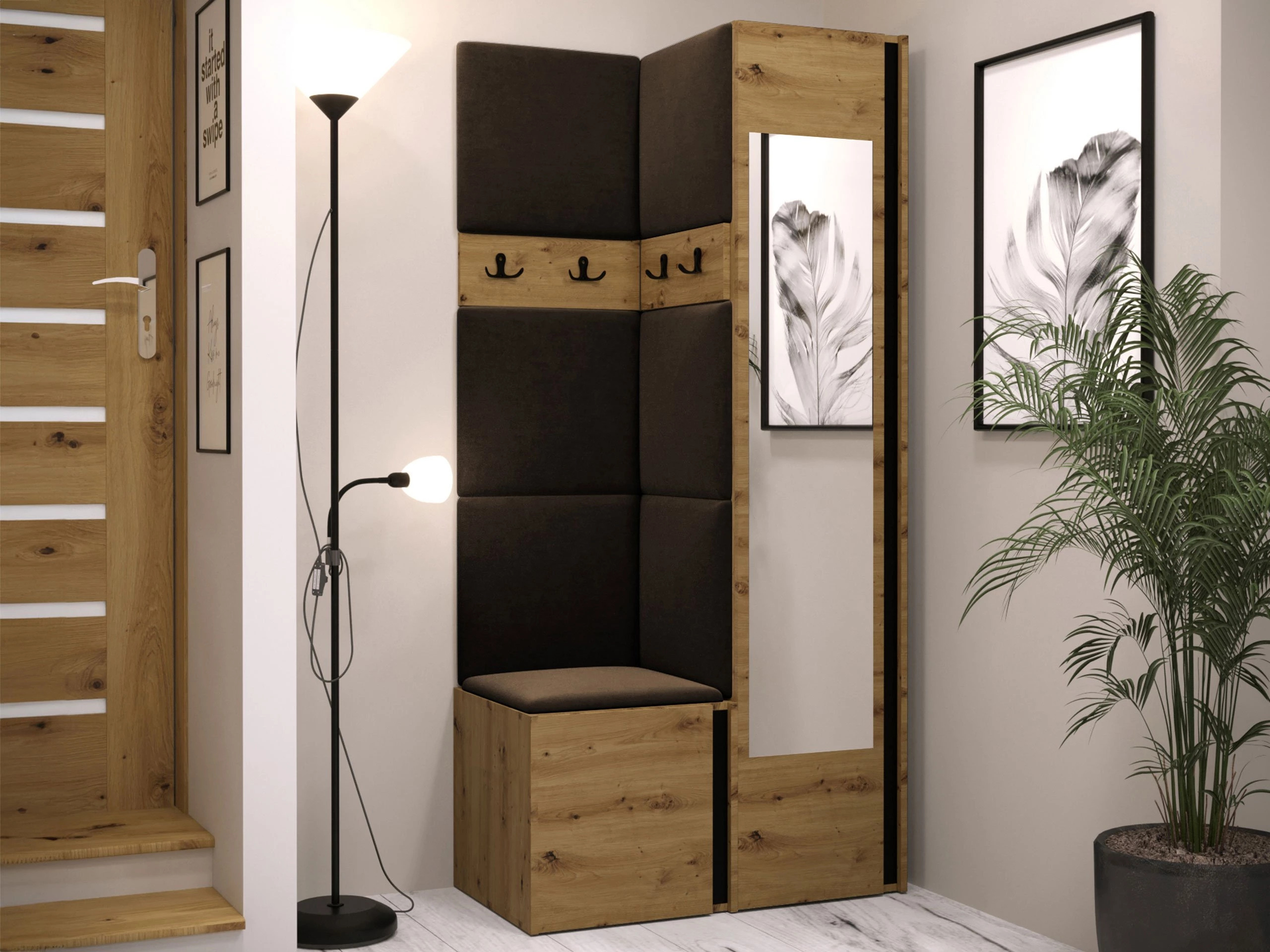 Set de hol Pinis XXV (Stejar artizan + Negru)