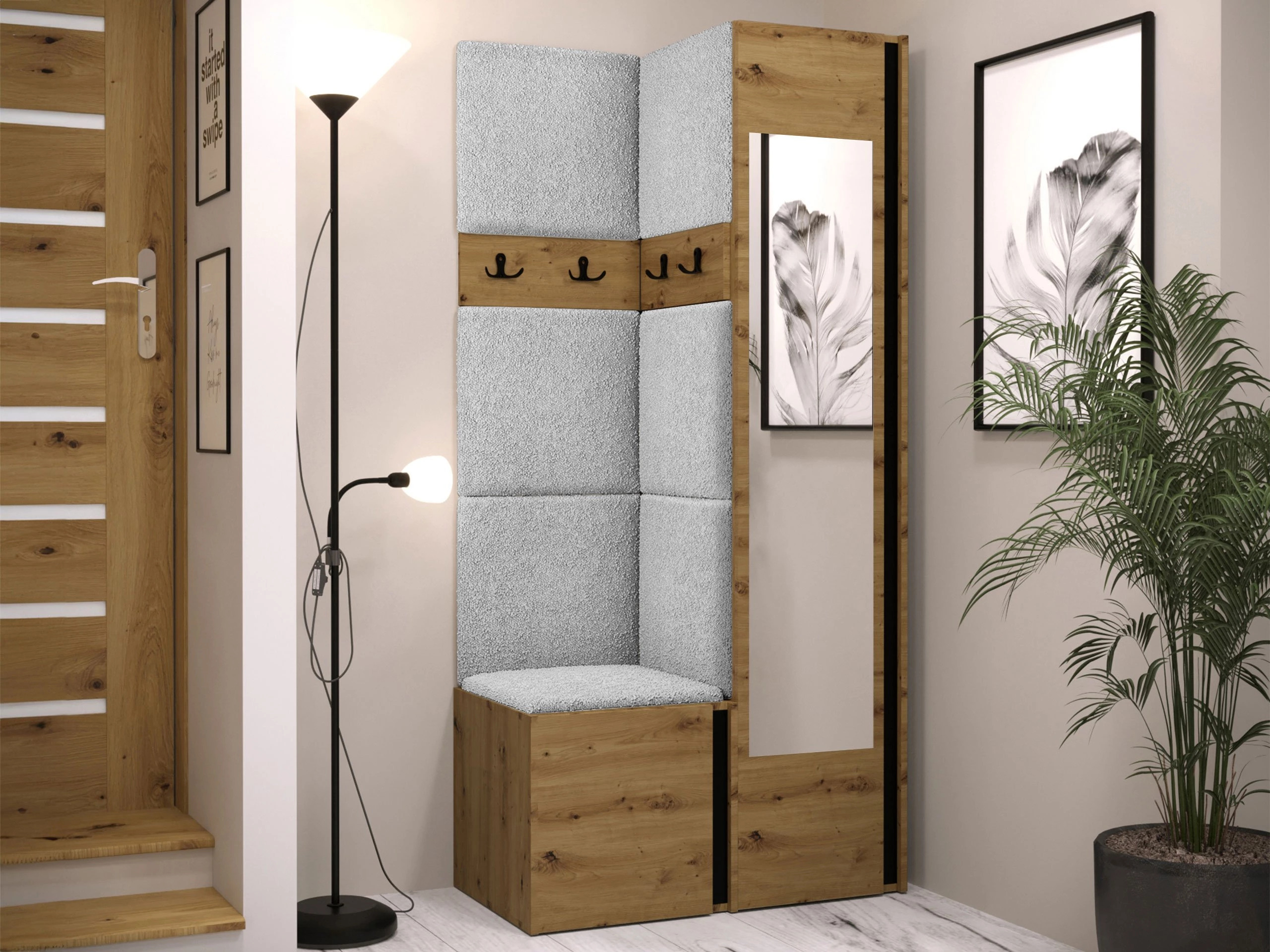 Set de hol Pinis XXV (Stejar artizan + Negru)