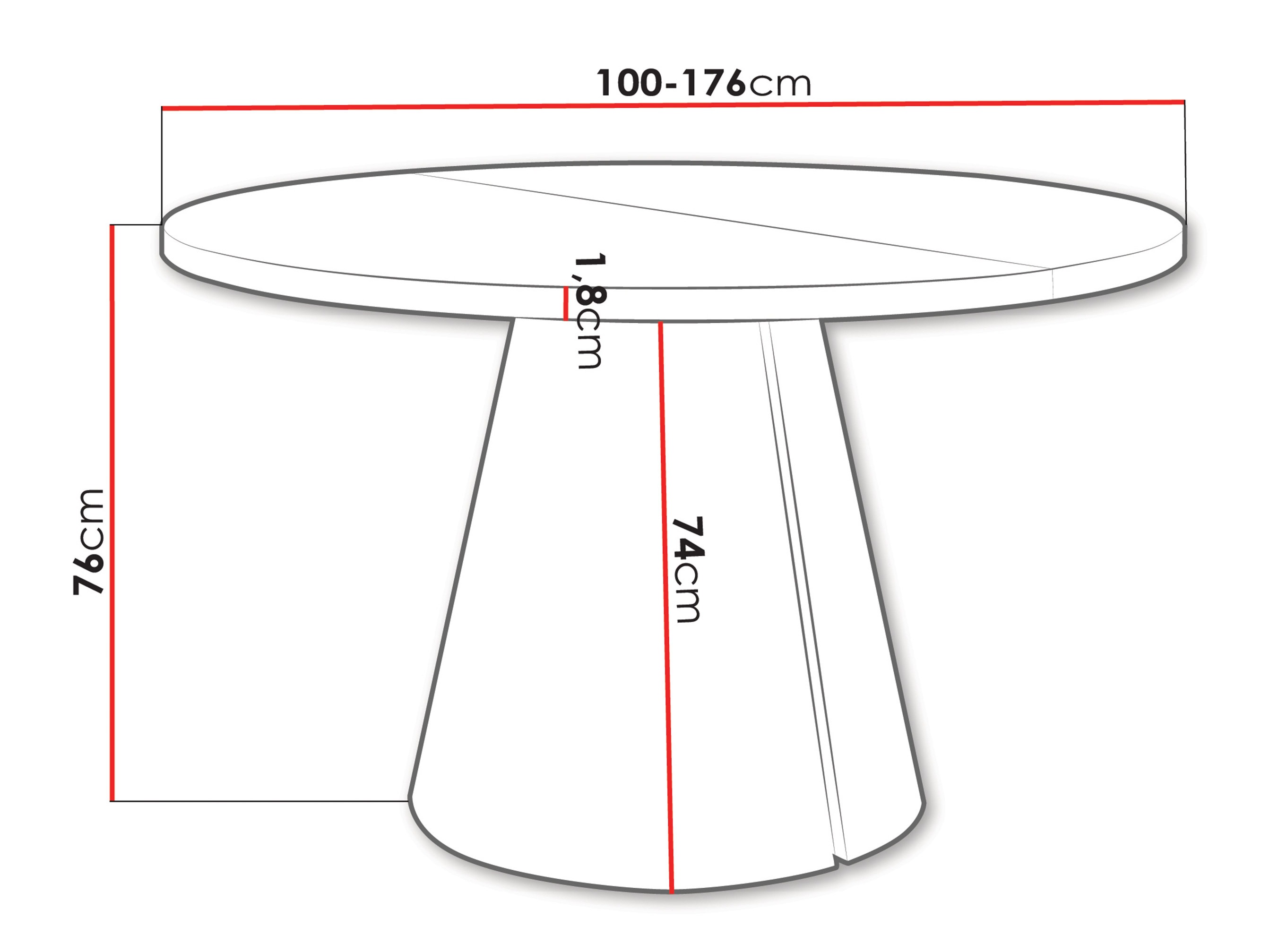 Masă Oswego 165 (Alb)