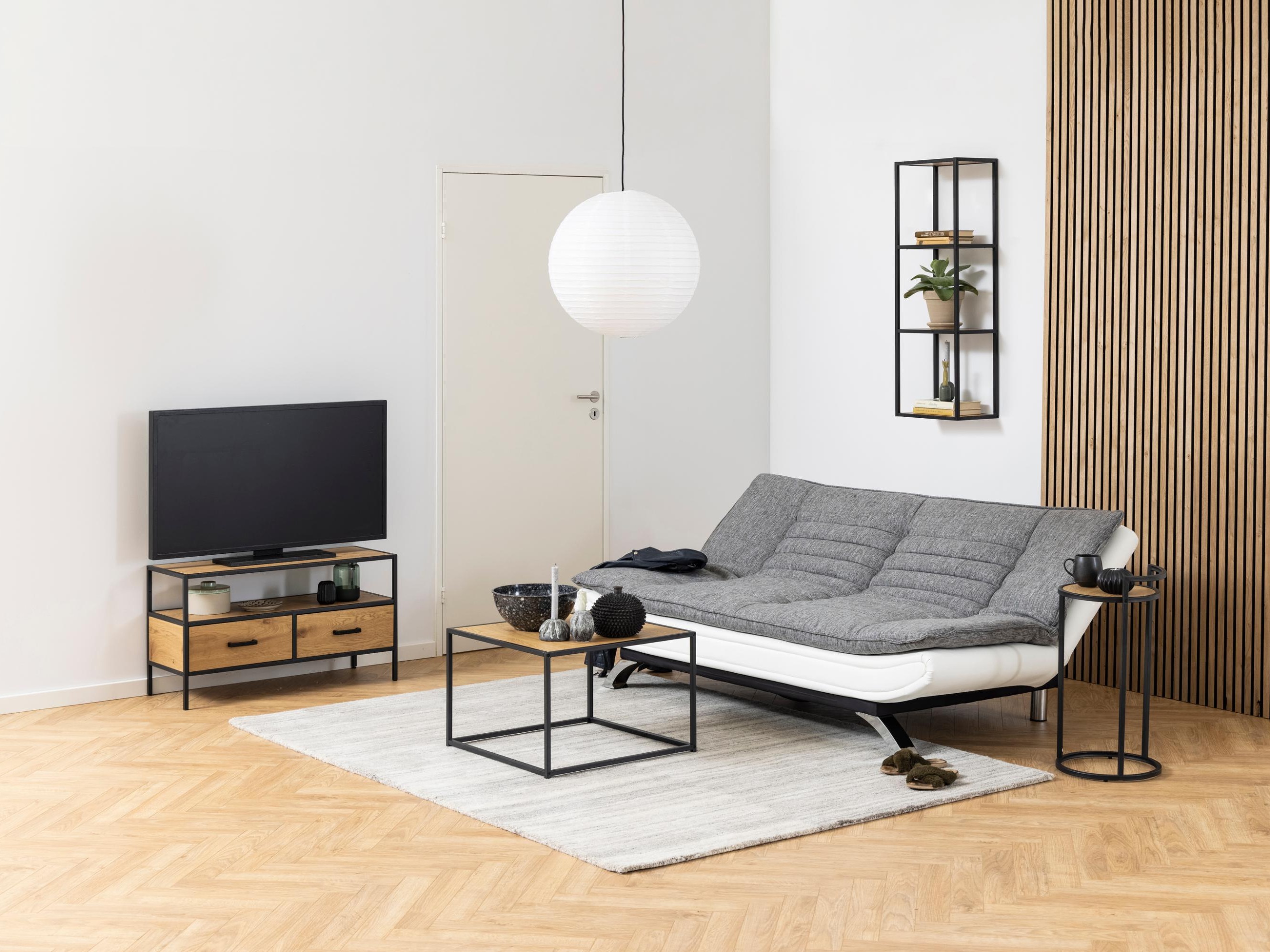 Canapea extensibilă Norsica 228 (Alb + Gri deschis)