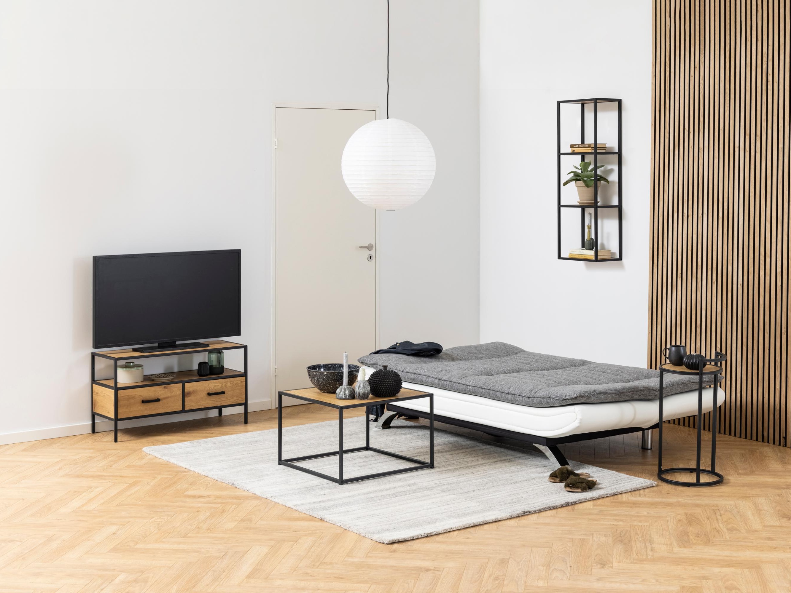 Canapea extensibilă Norsica 228 (Alb + Gri deschis)