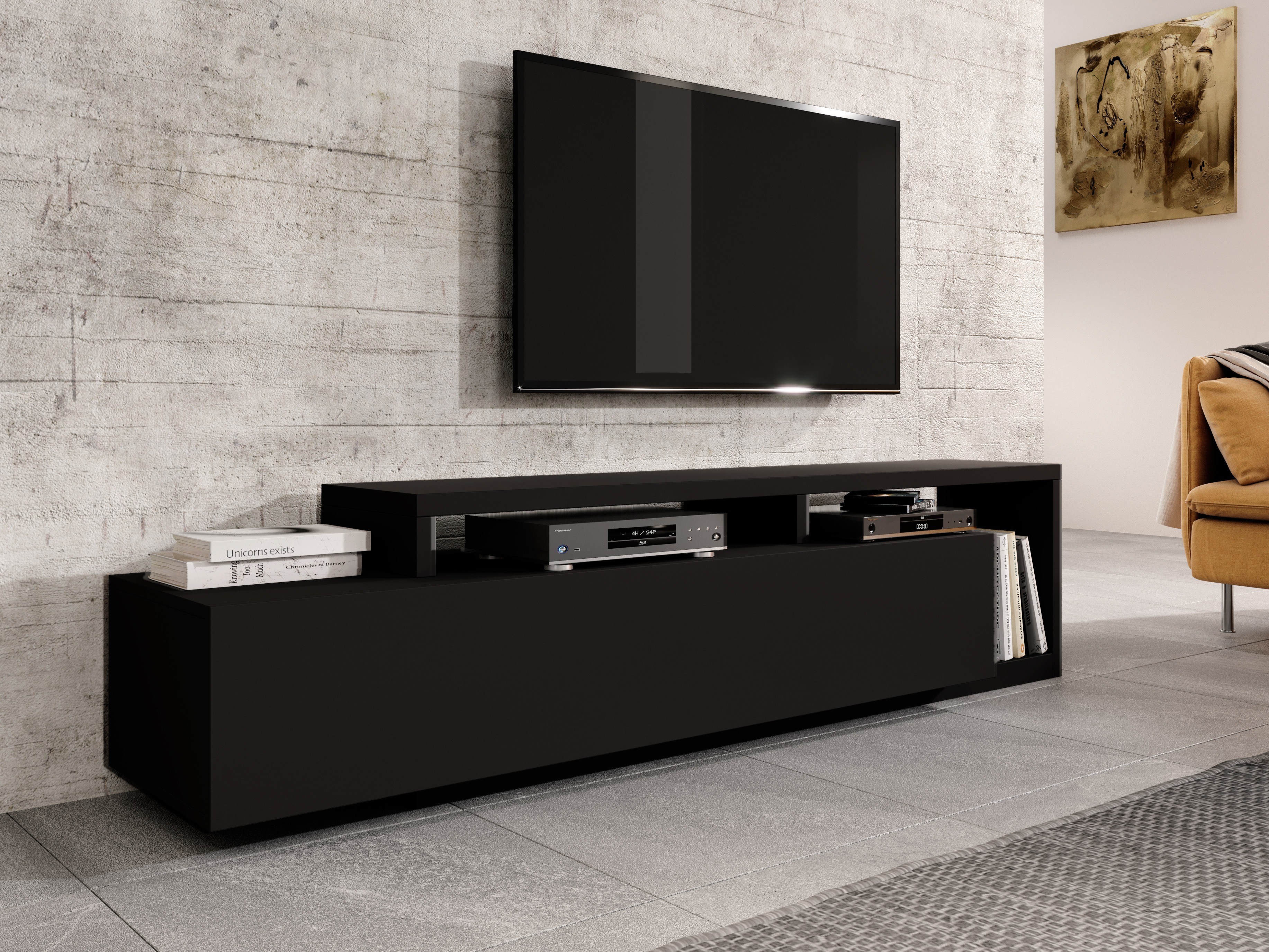 Comodă TV Lutiva 103 (Negru mat)