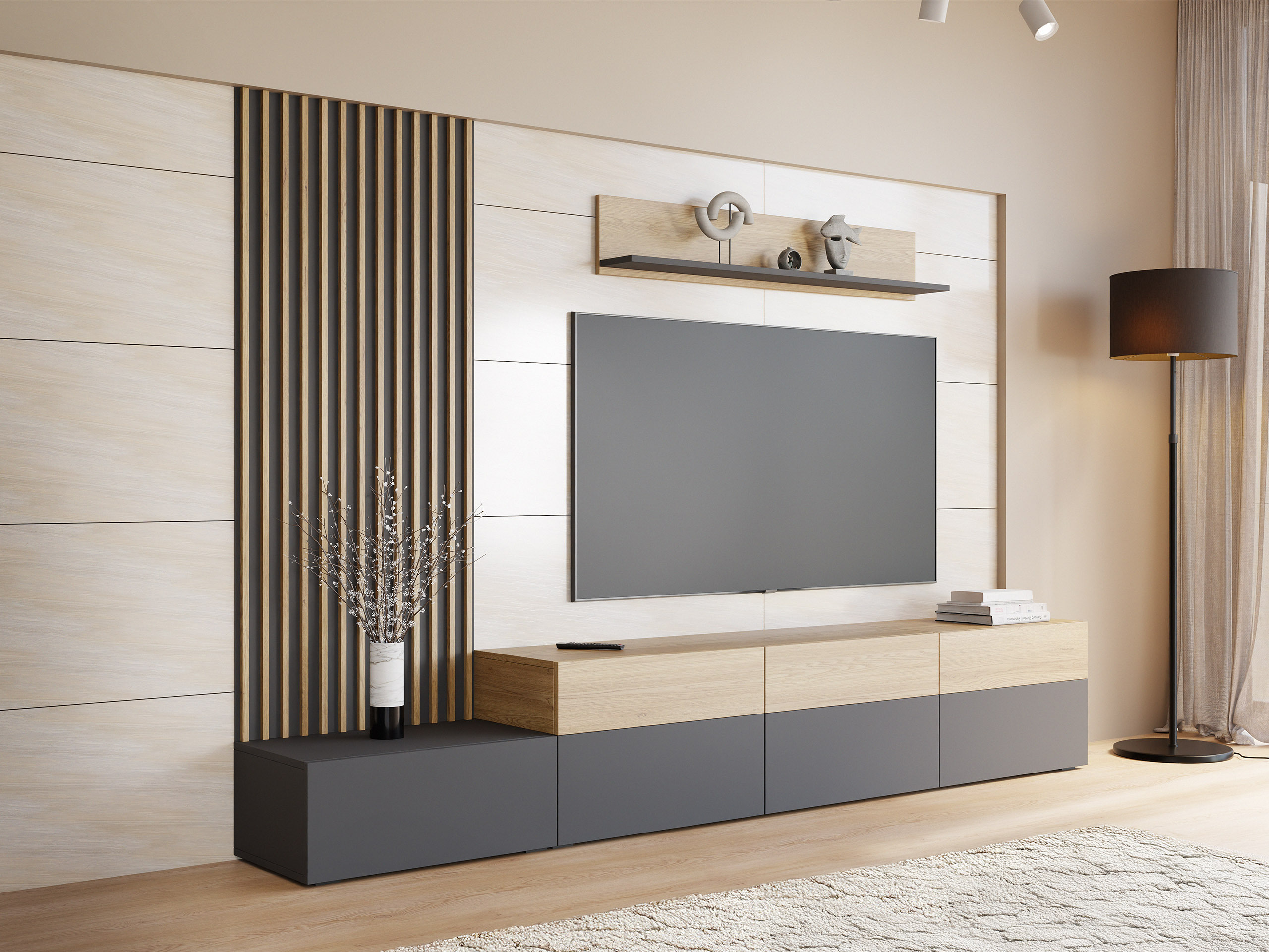 Set de living Comfivo Munium II (Grafit + Stejar)