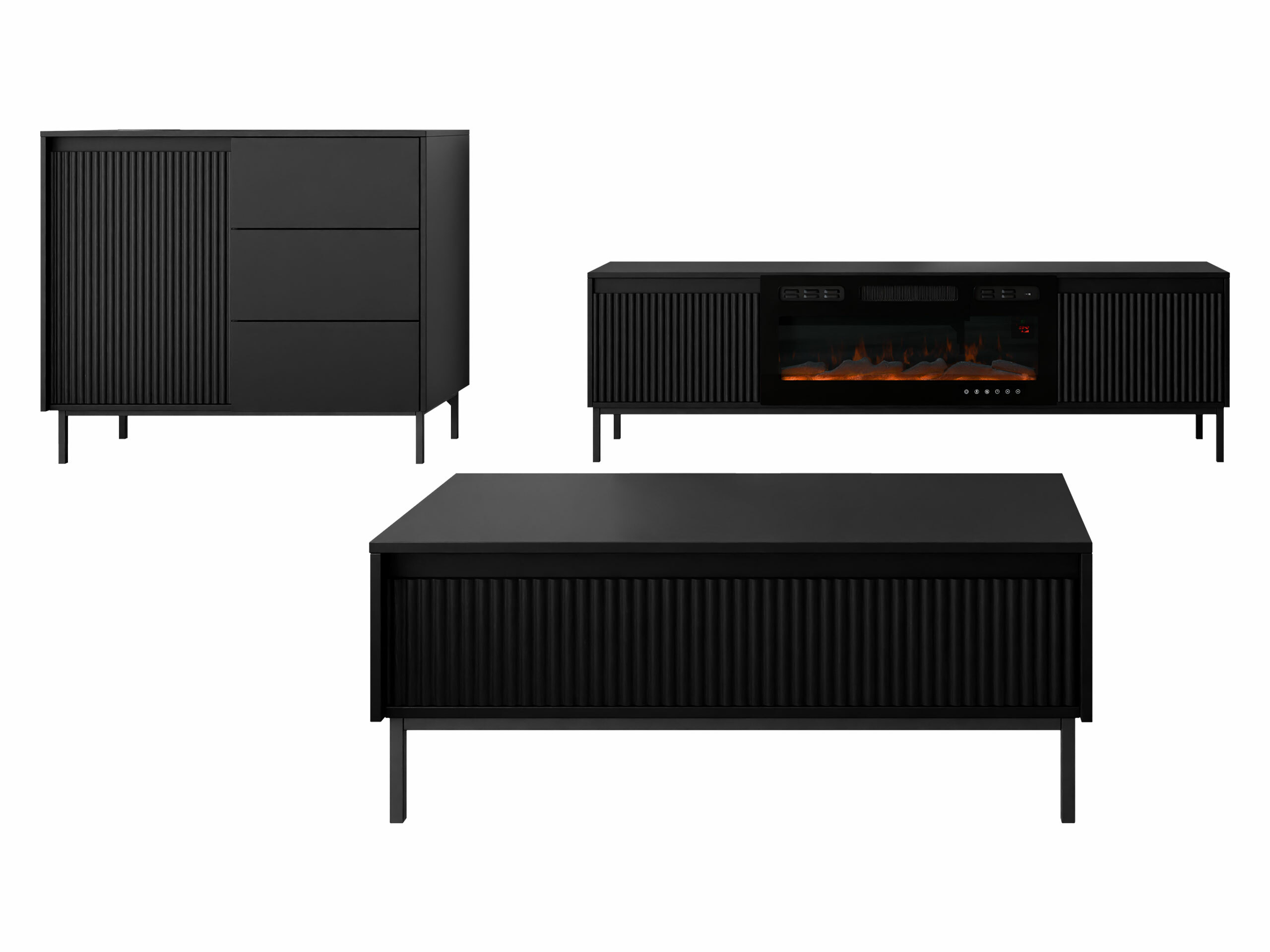 Set de living Comfivo Delruva 110 (Negru)