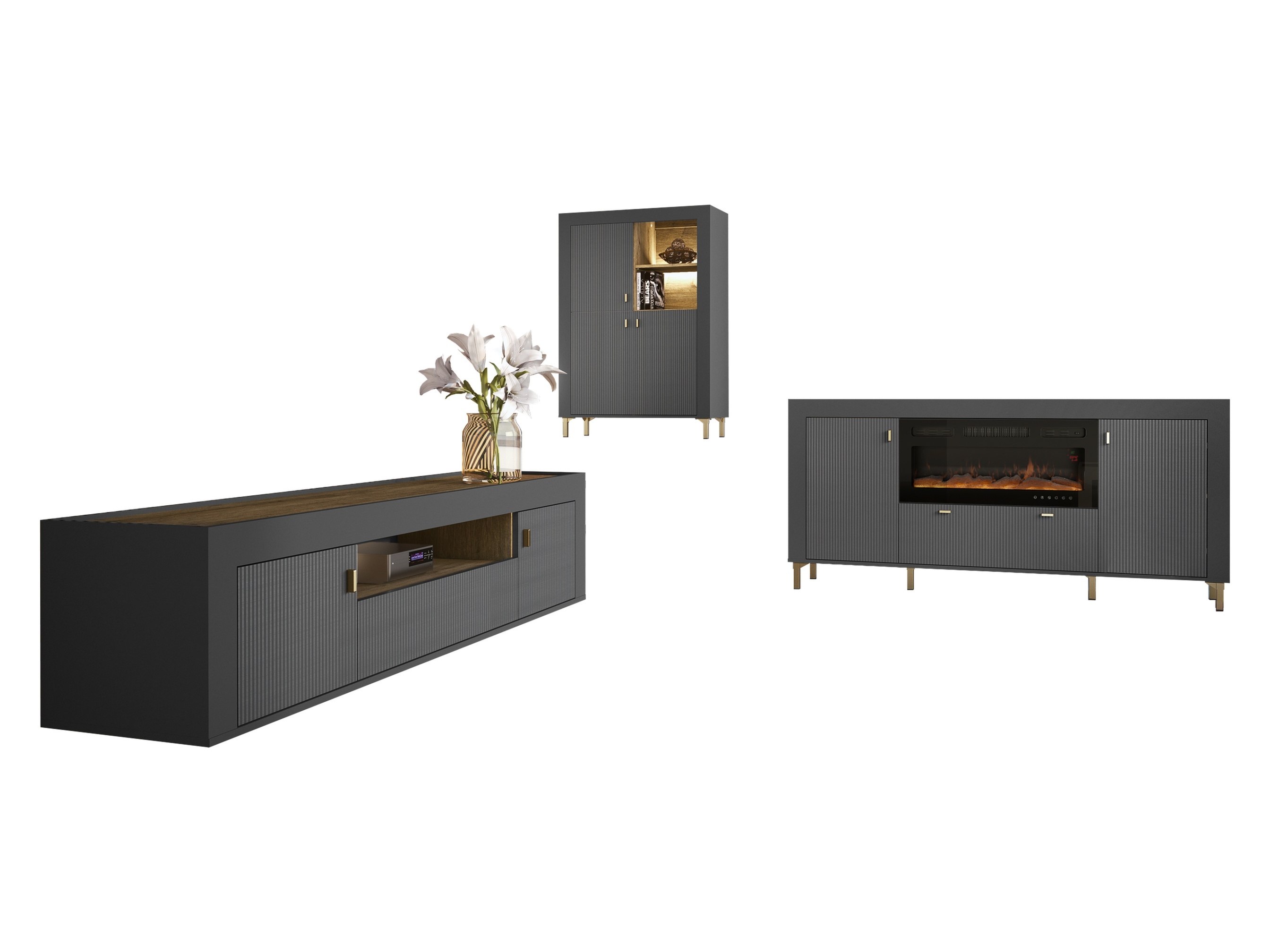 Set de living Mormavu 115 (Negru mat)