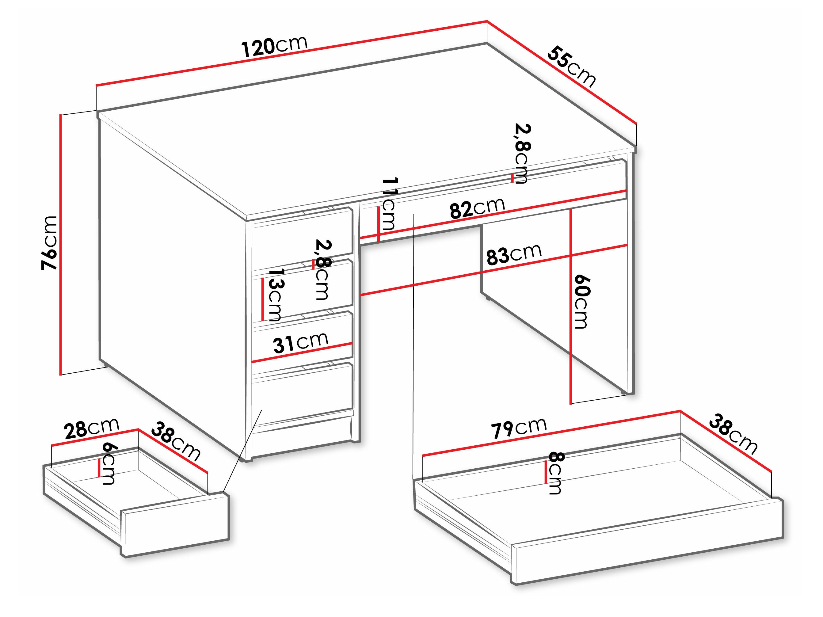 Birou Comfivo Terros I (Alb)