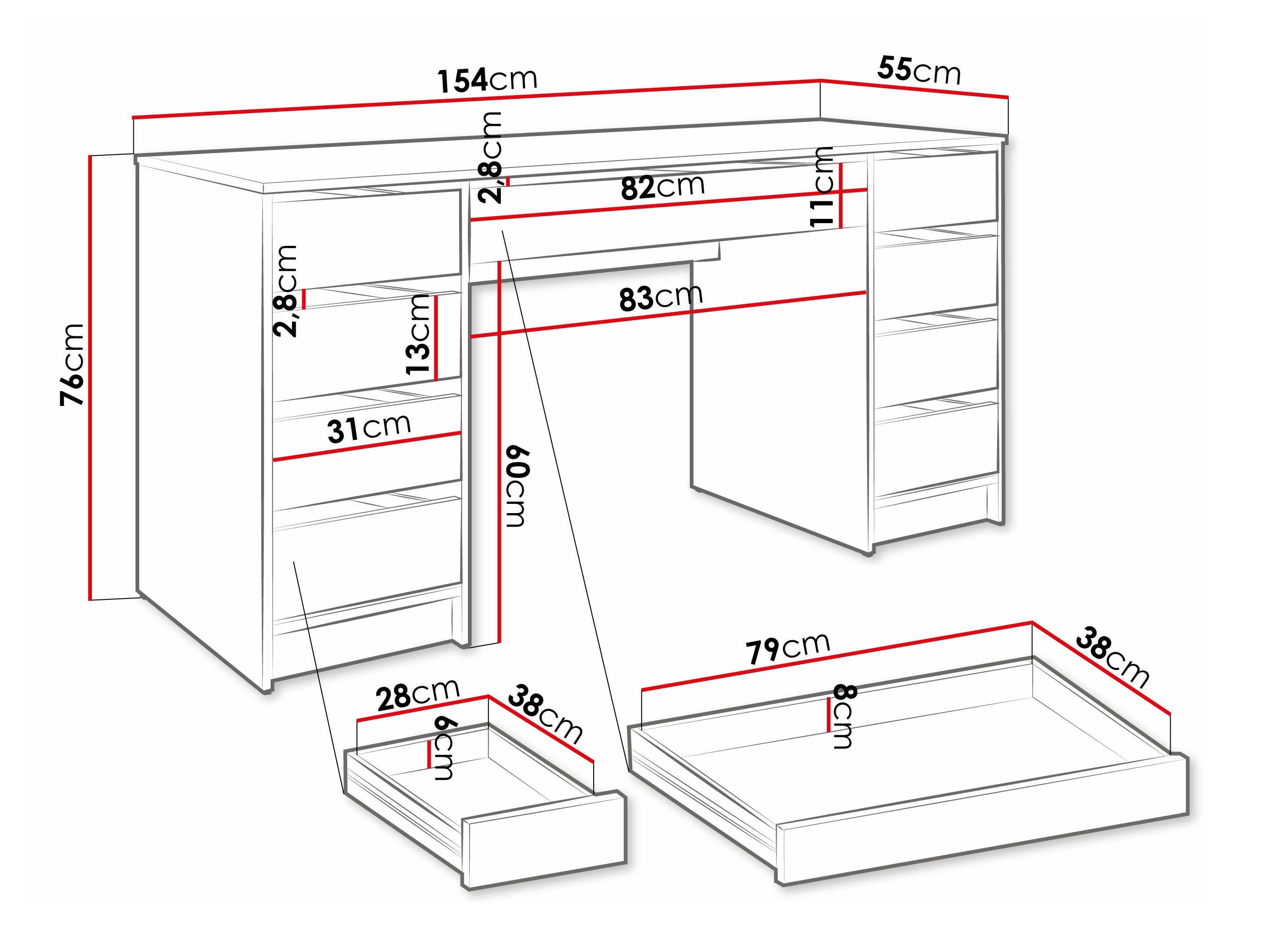 Birou Comfivo Terros II (Alb)