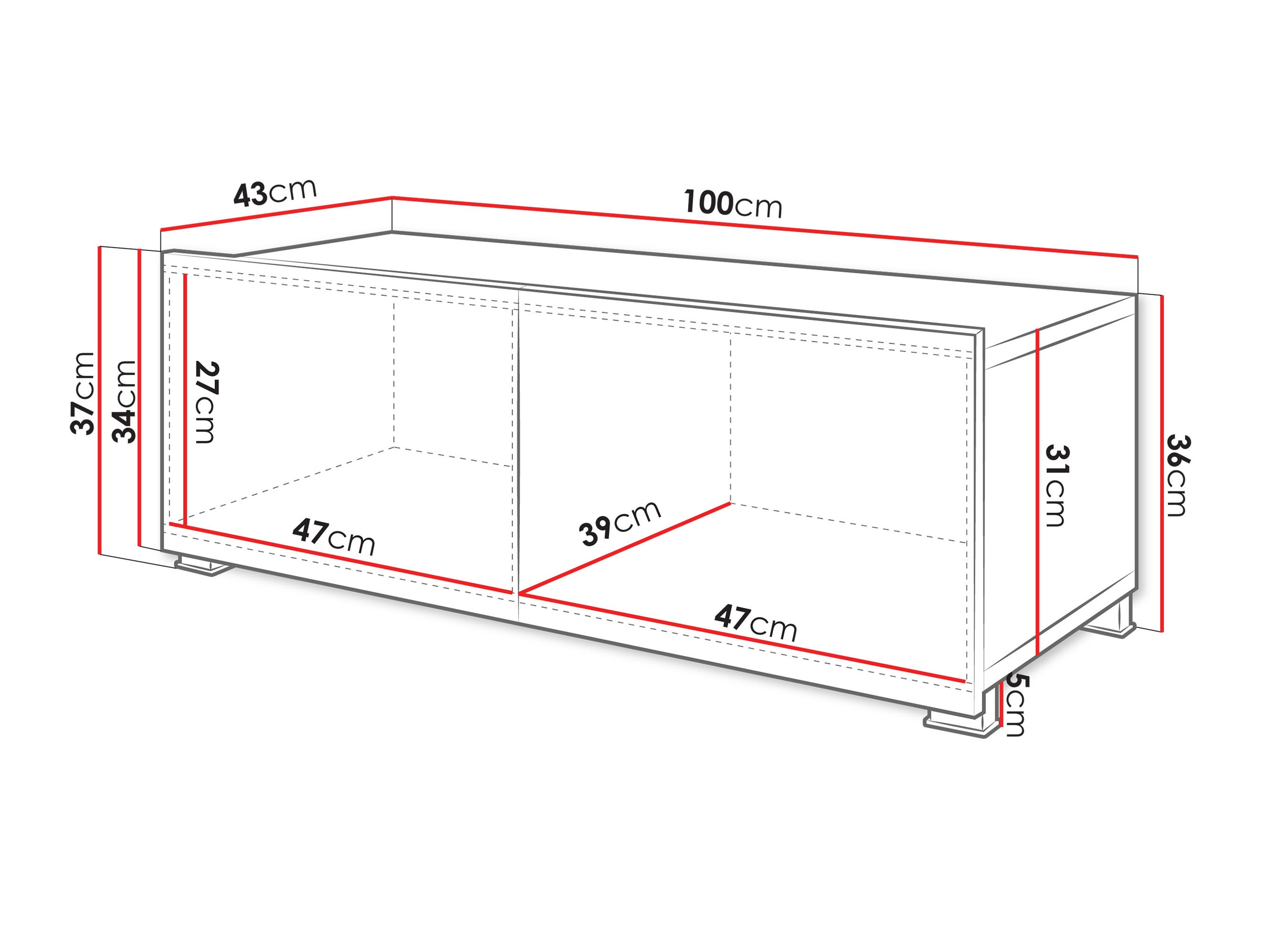 Comodă TV Remus I (Negru + Negru lucios)