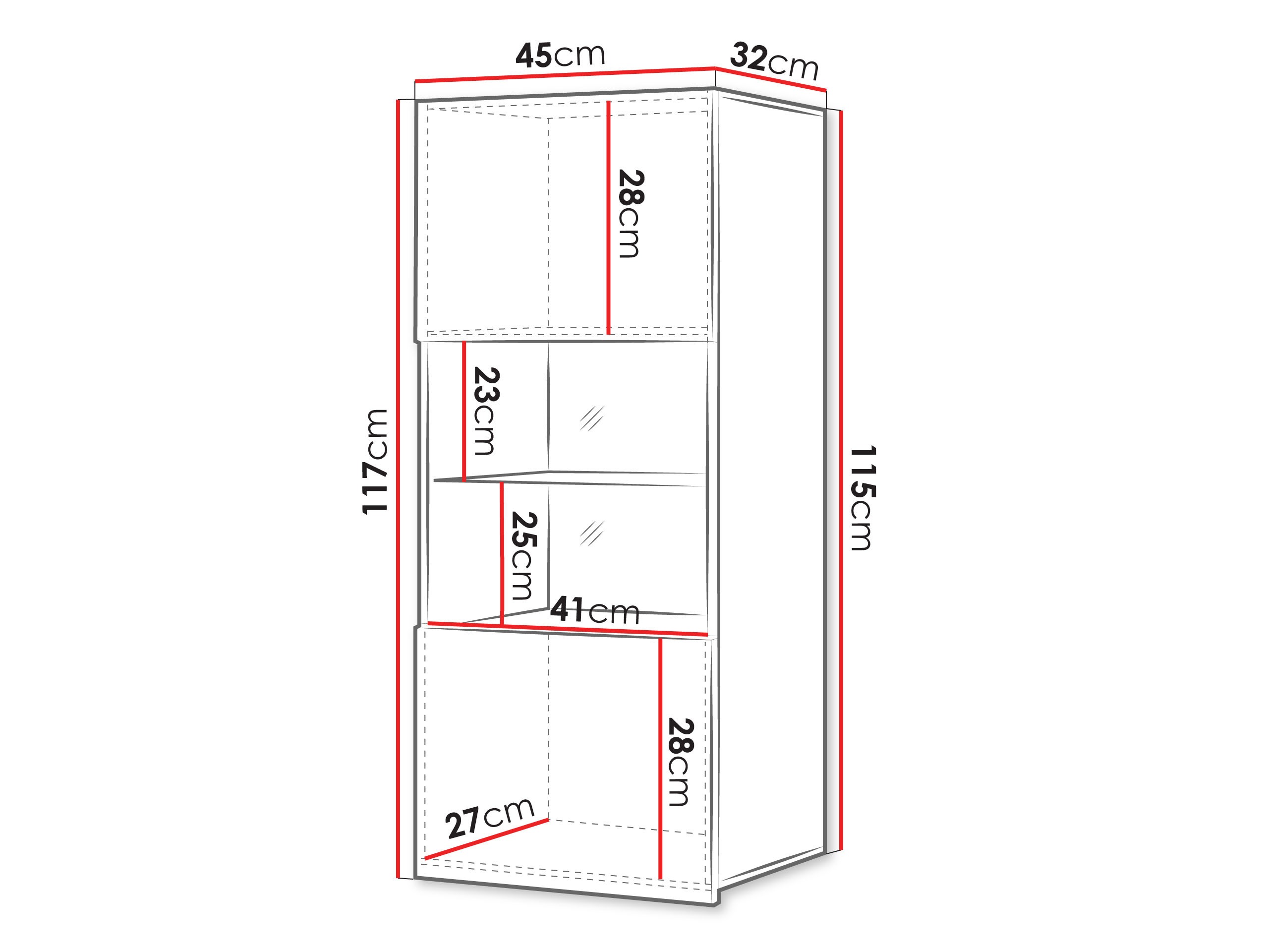 Dulap de perete Remus I (Negru + Negru lucios)