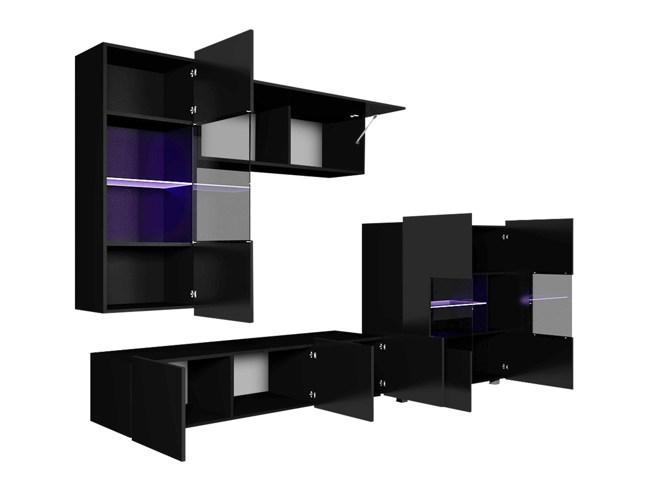 Set de living Remus III (Stejar auriu + Alb + Alb lucios)