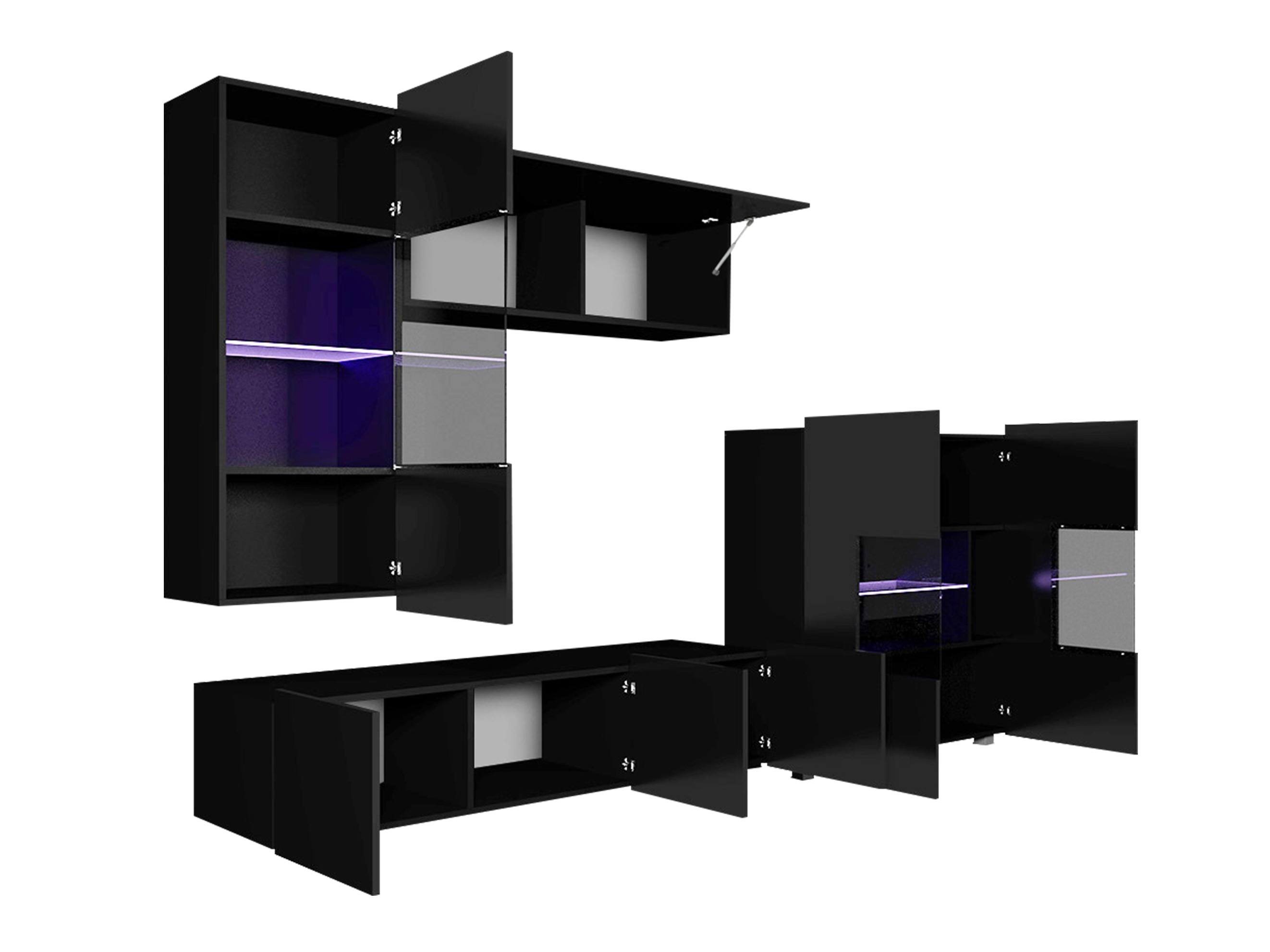 Set de living Remus III (Stejar auriu + Alb + Alb lucios)