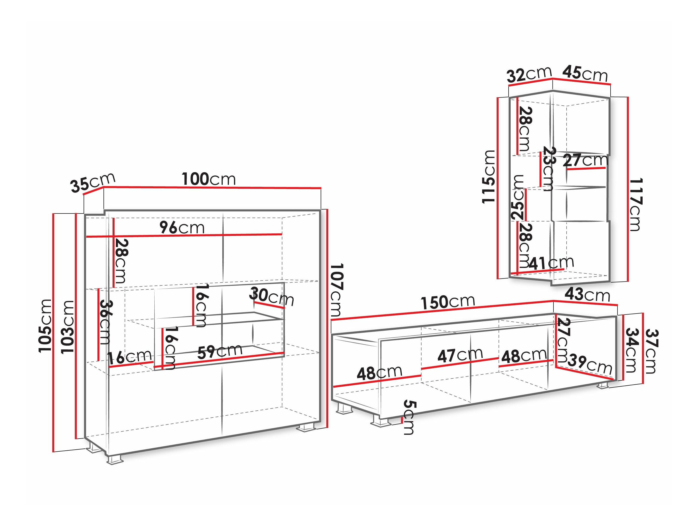 Set de living Remus VII (Alb + Alb lucios)