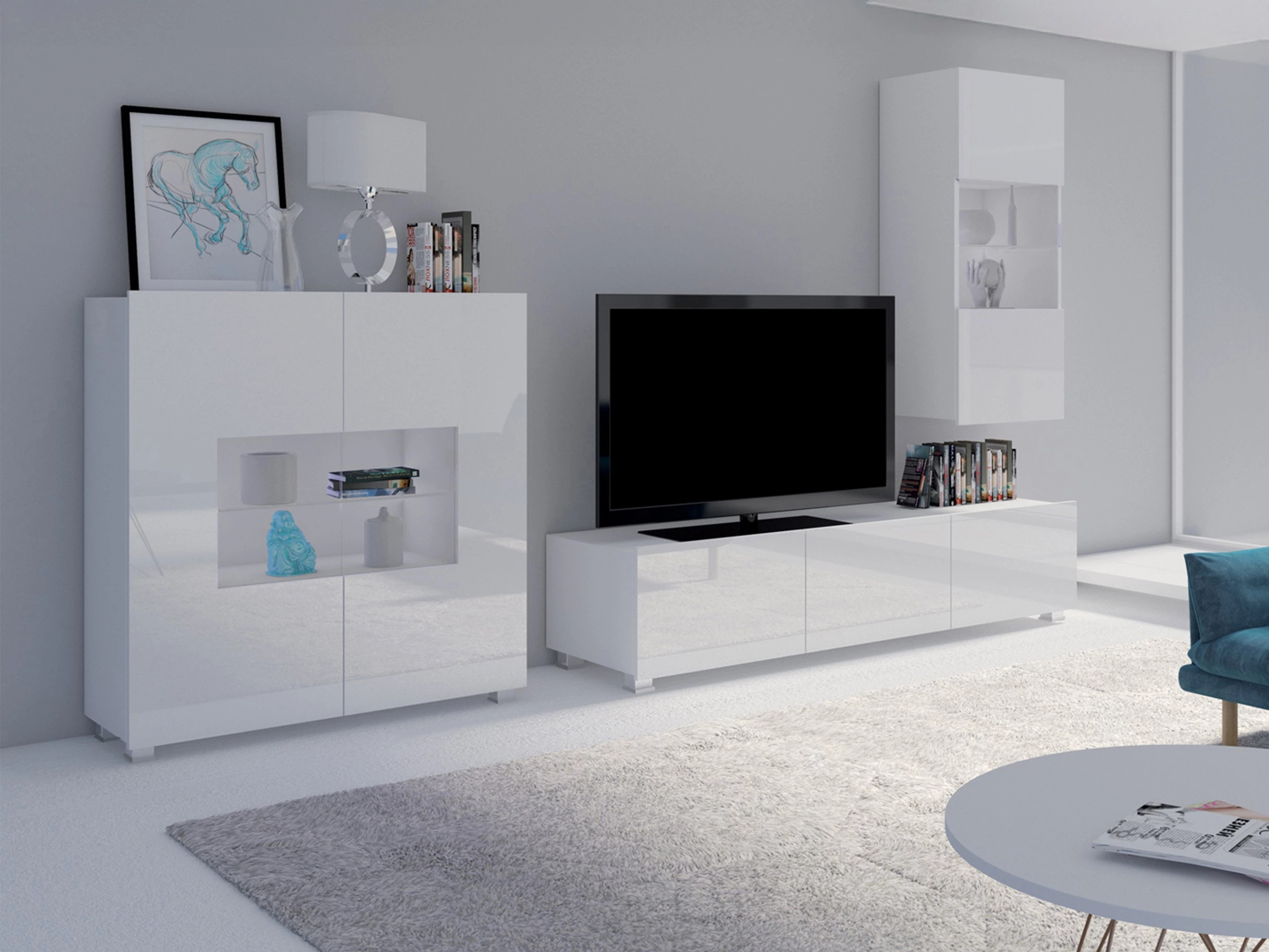 Set de living Remus VII (Alb + Alb lucios)