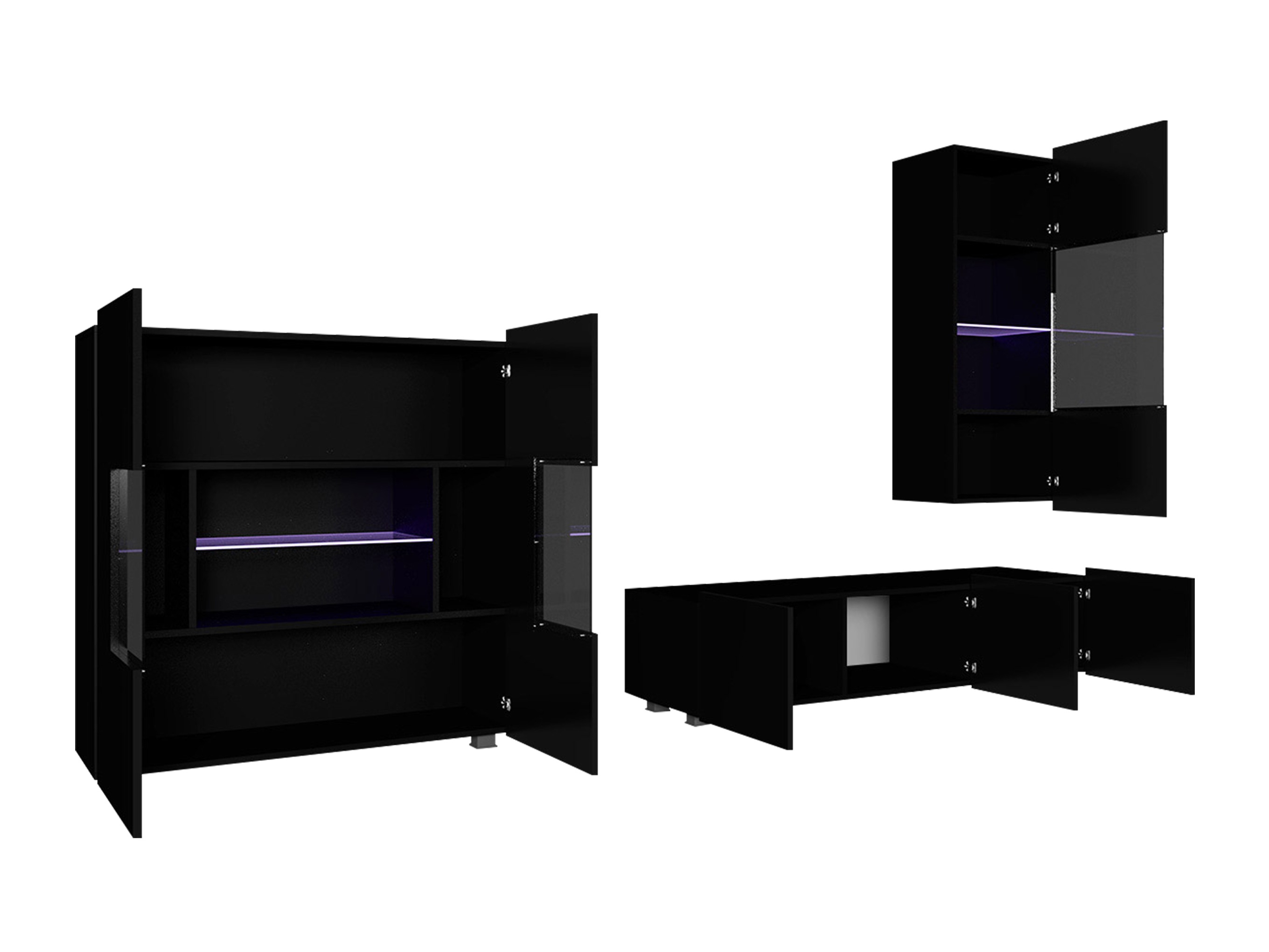 Set de living Remus VII (Stejar auriu + Alb + Alb lucios)