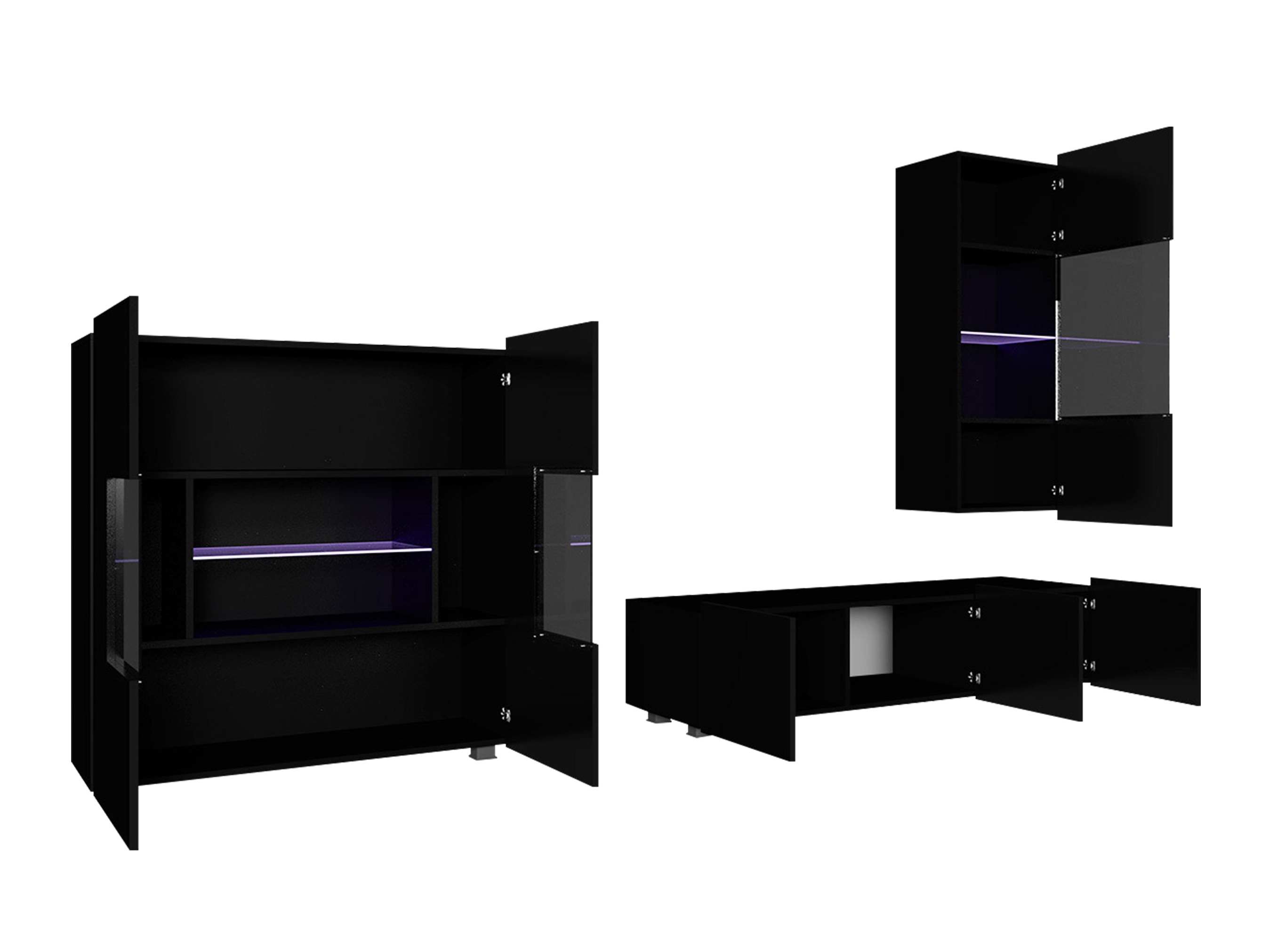 Set de living Remus VII (Stejar auriu + Alb + Alb lucios)
