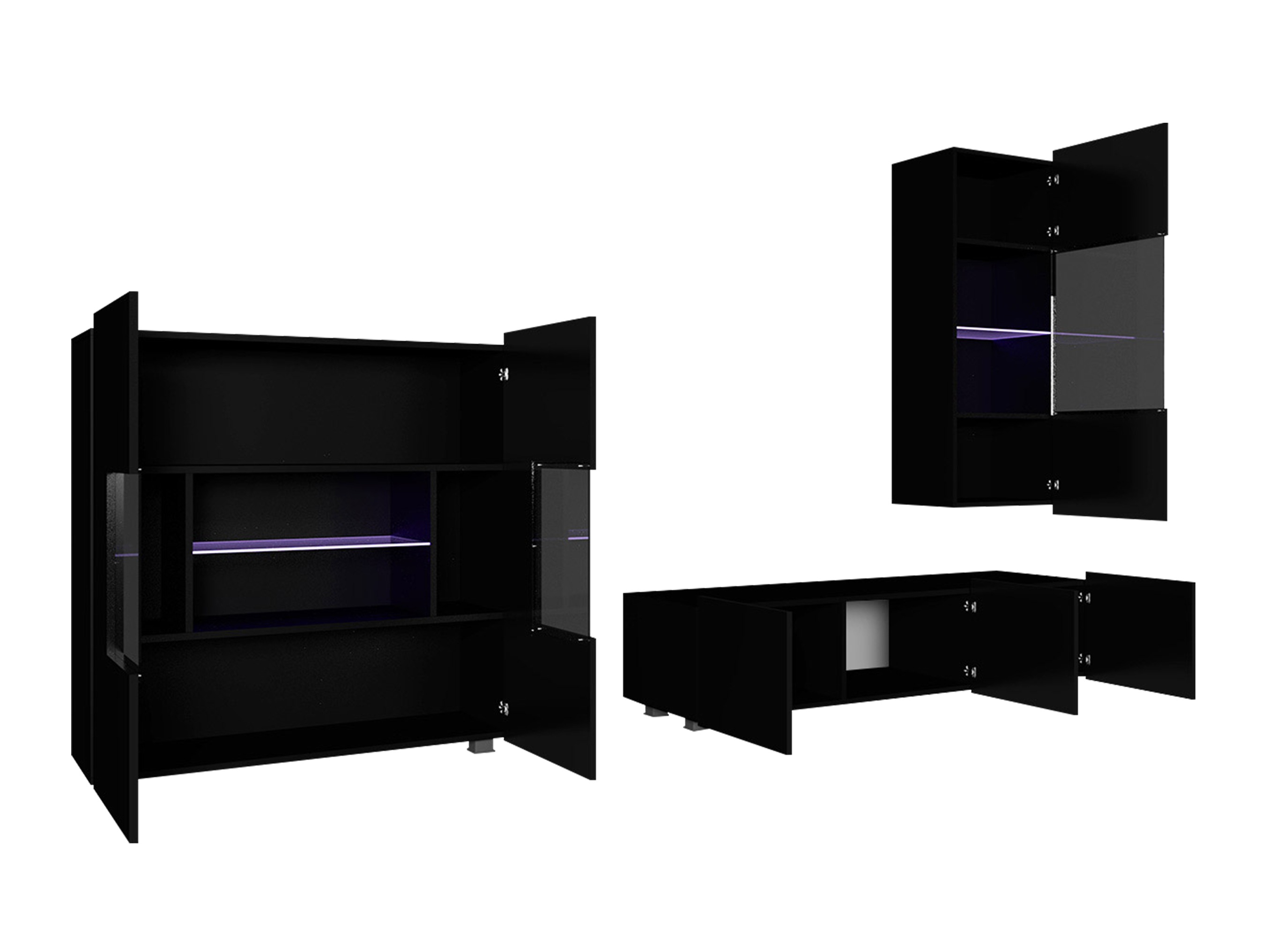 Set de living Remus VII (Stejar auriu + Alb + Alb lucios)