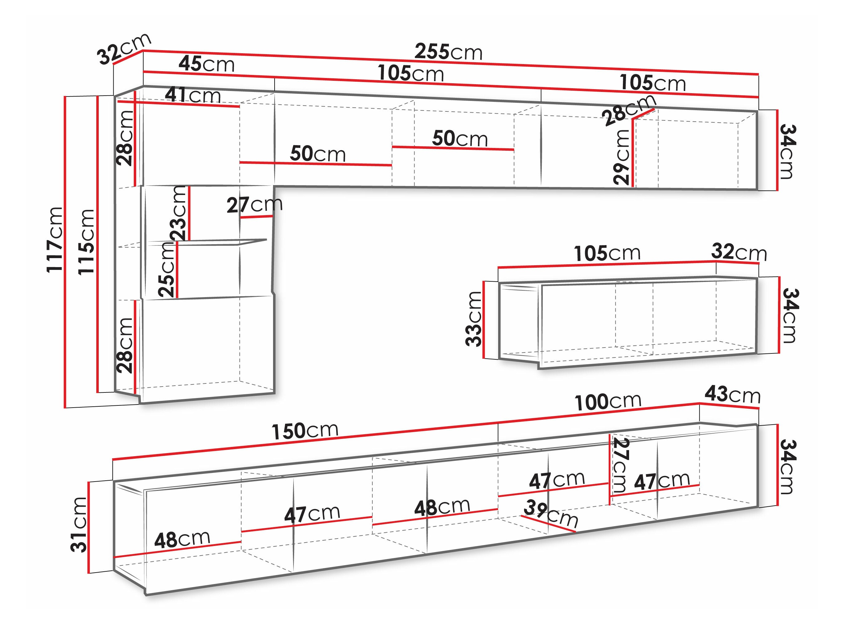 Set de living Remus IV (Negru + Negru lucios)