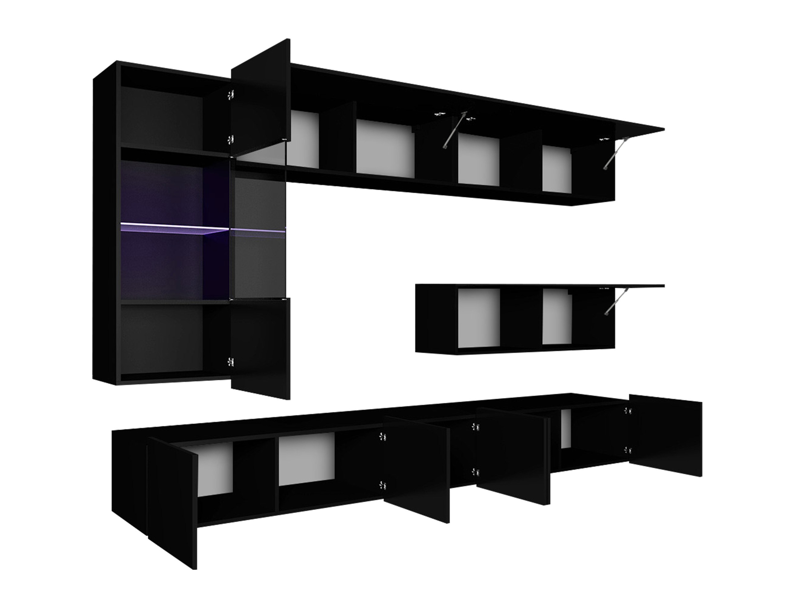 Set de living Remus IV (Negru + Negru lucios)