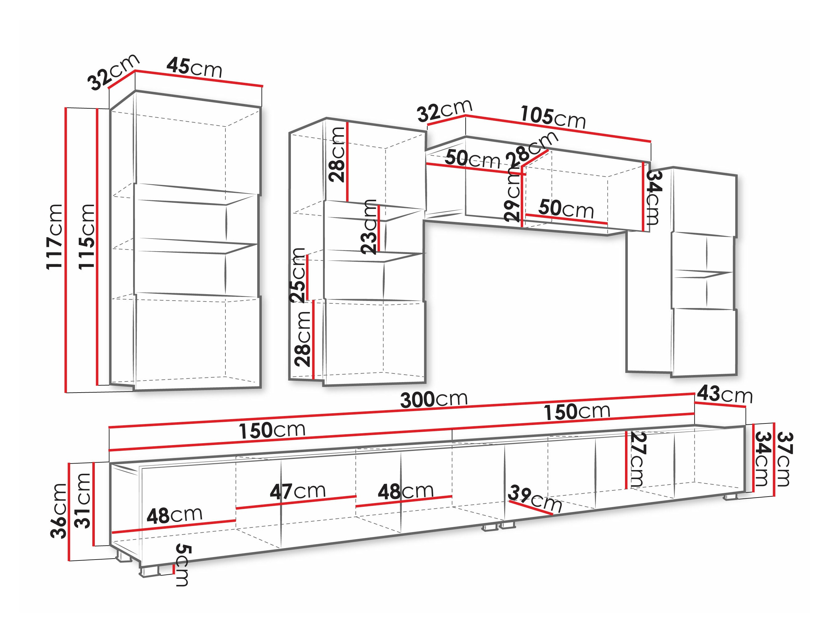 Set de living Remus V (Negru + Negru lucios)