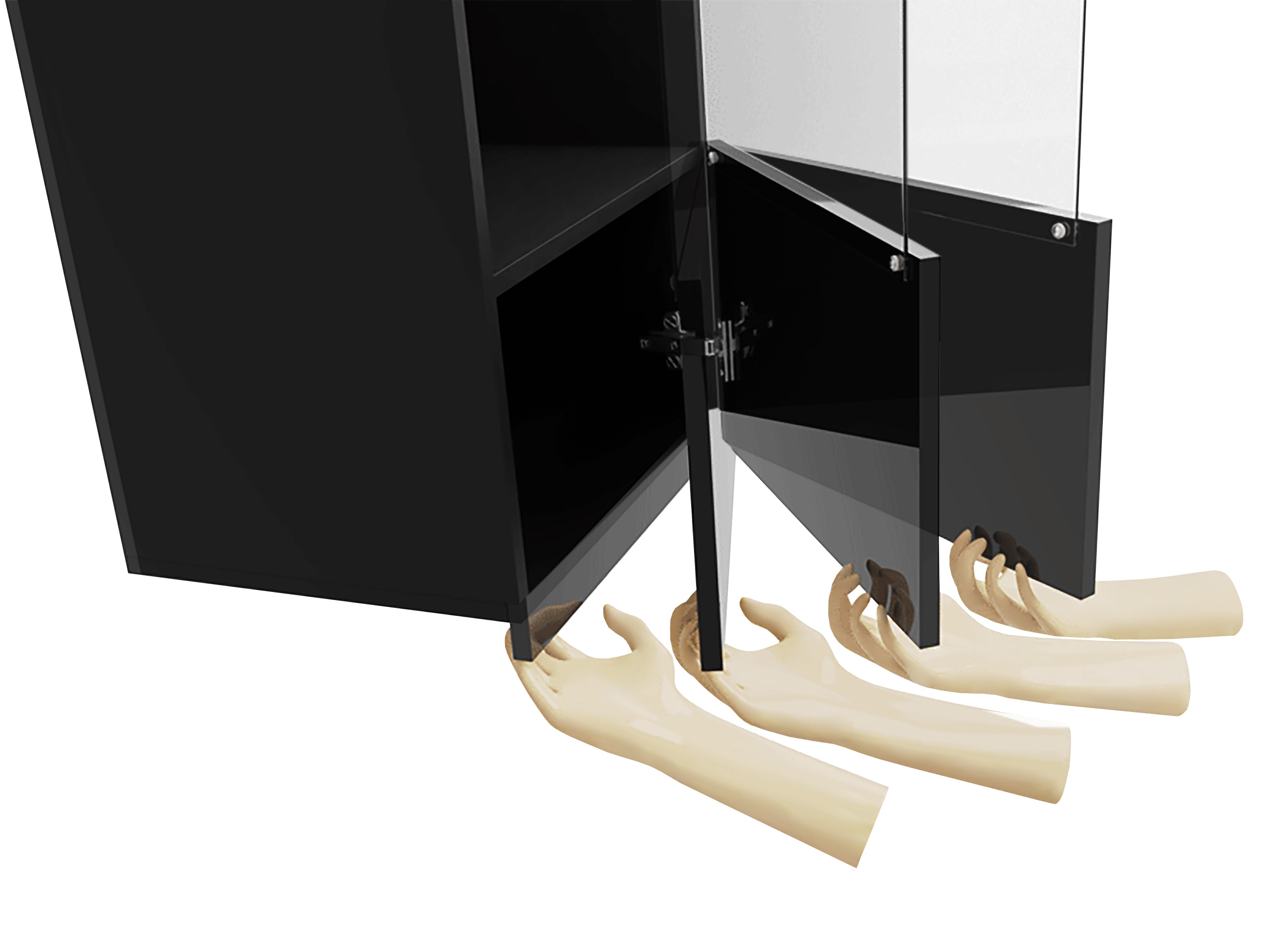 Dulap de perete Tivdalu 126 (Negru + Negru lucios)