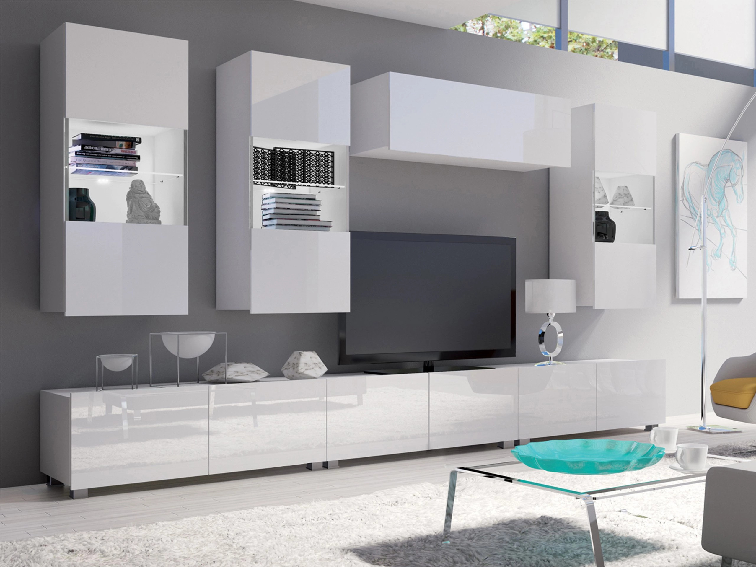 Set de living Remus XI (Alb + Alb lucios)