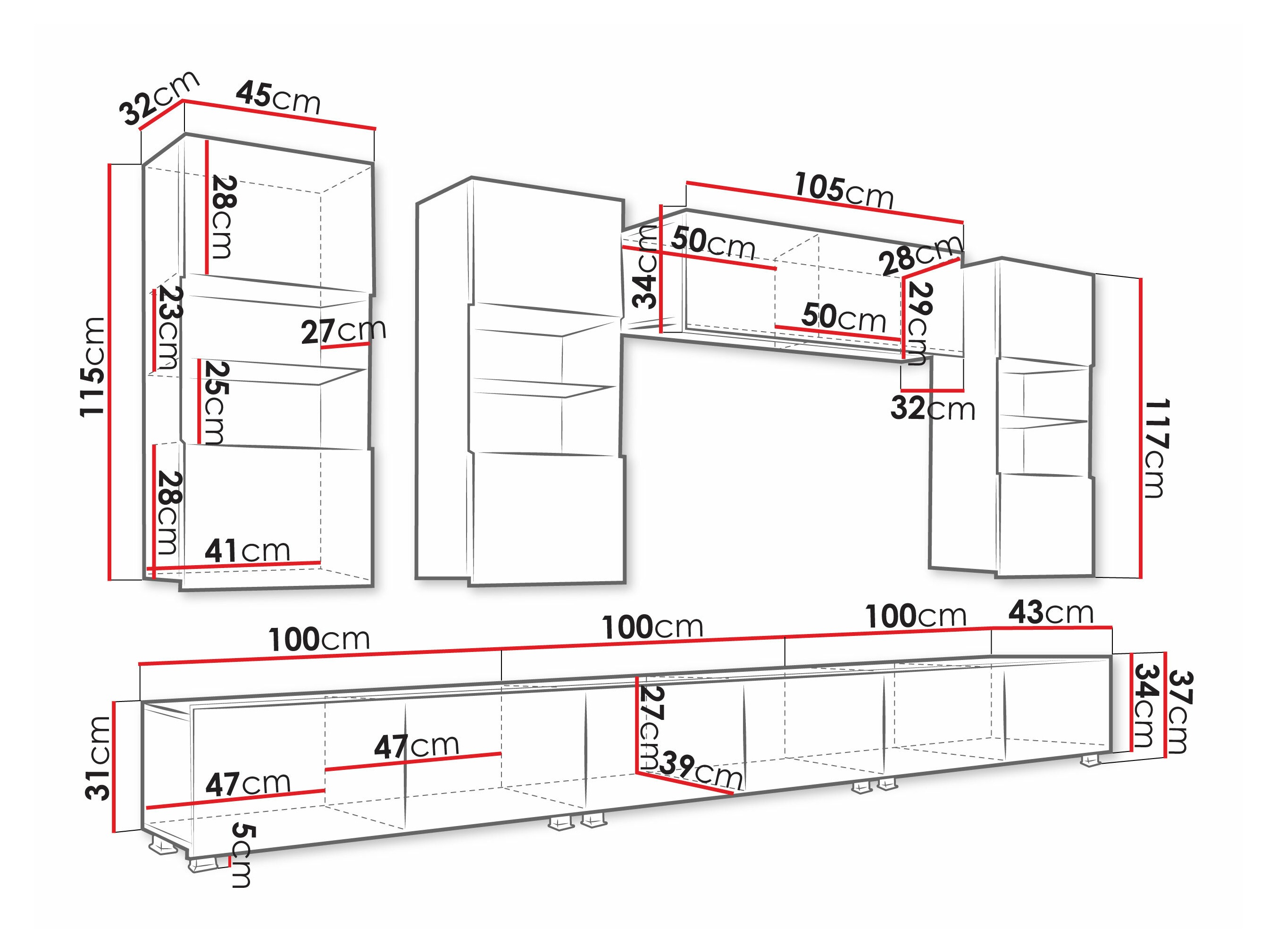 Set de living Remus XI (Alb + Alb lucios)