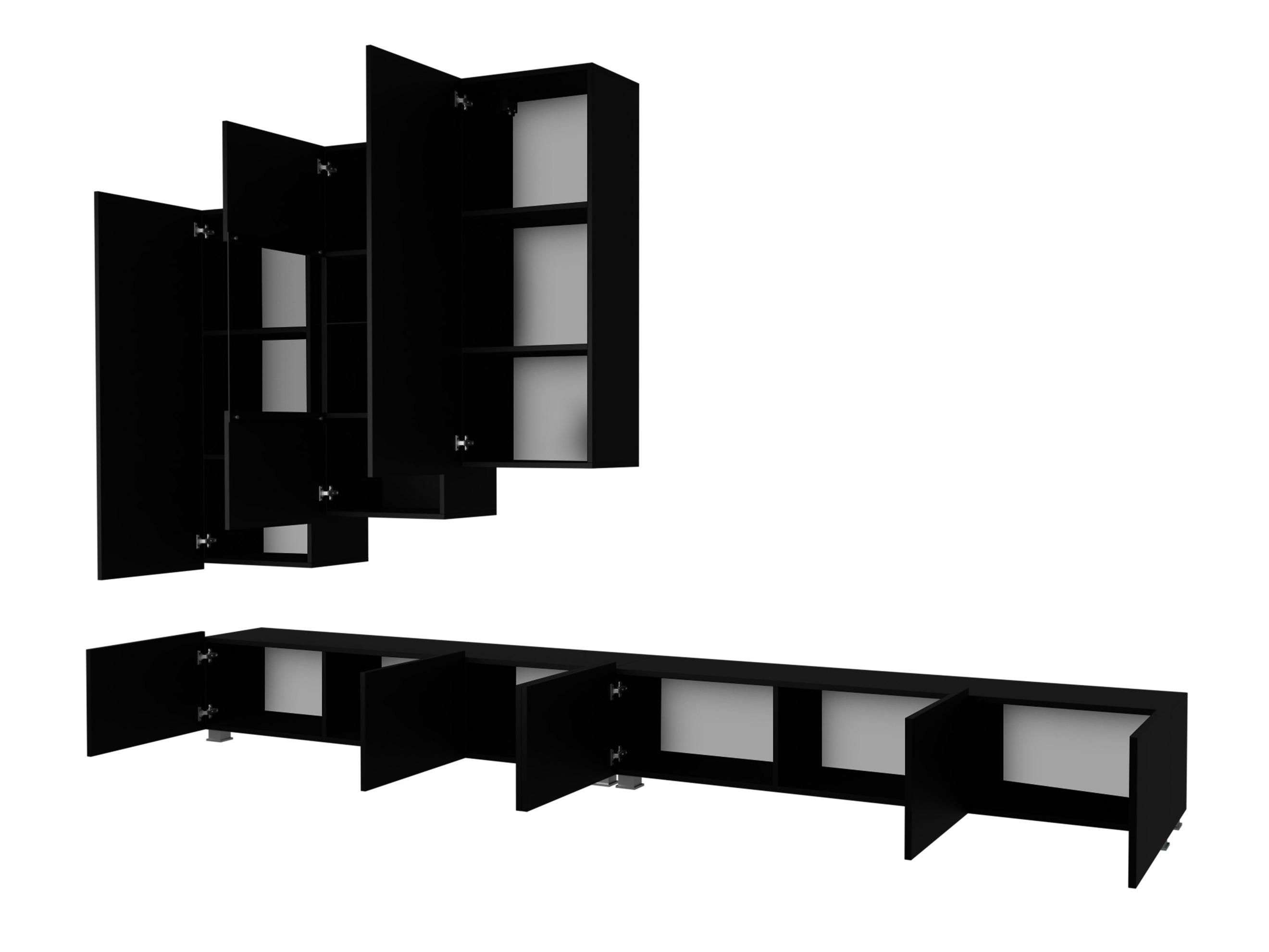 Set de living Remus XVII (Alb + Alb lucios + Negru + Negru lucios)