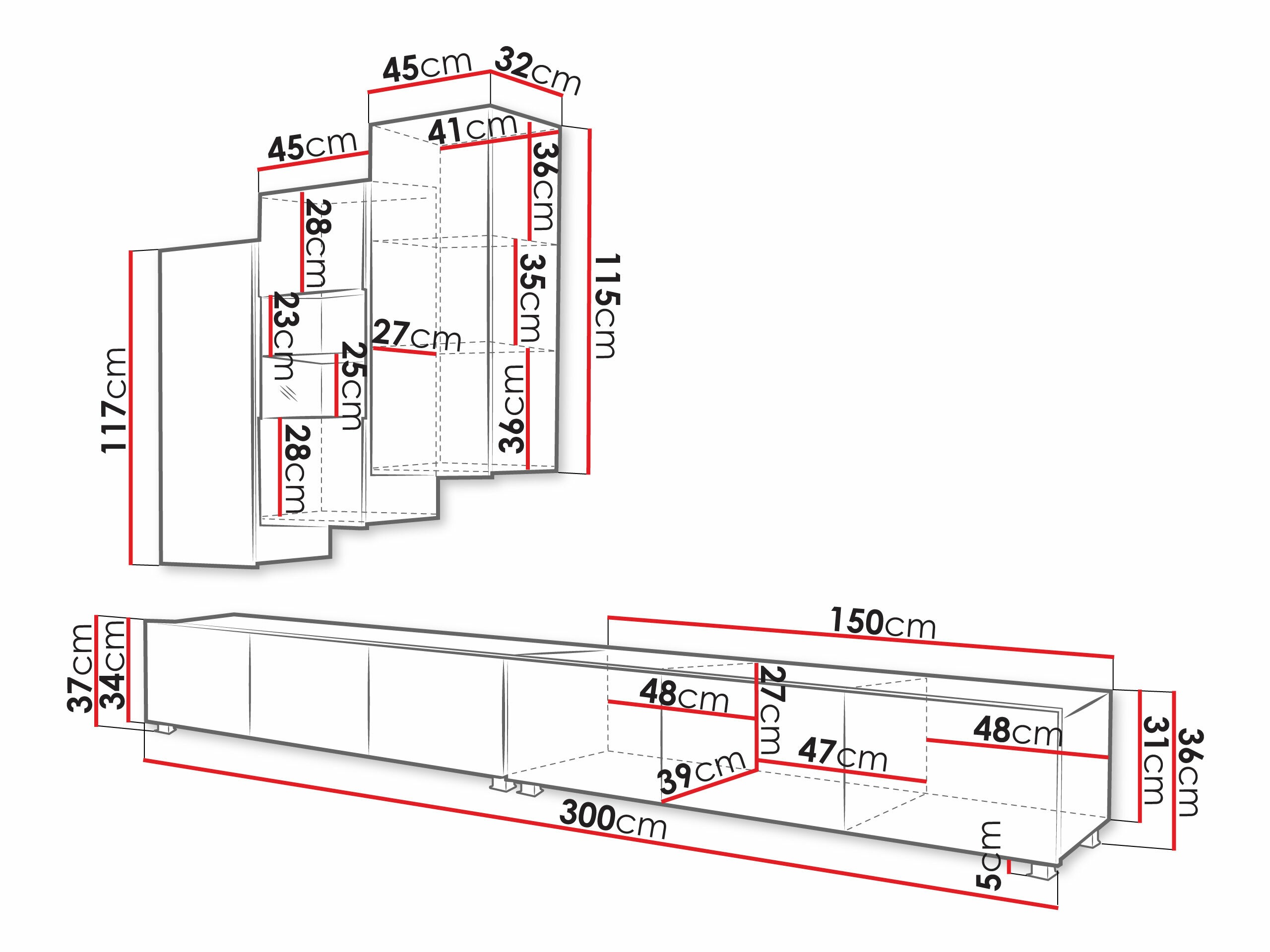 Set de living Remus XVII (Negru + Negru lucios)