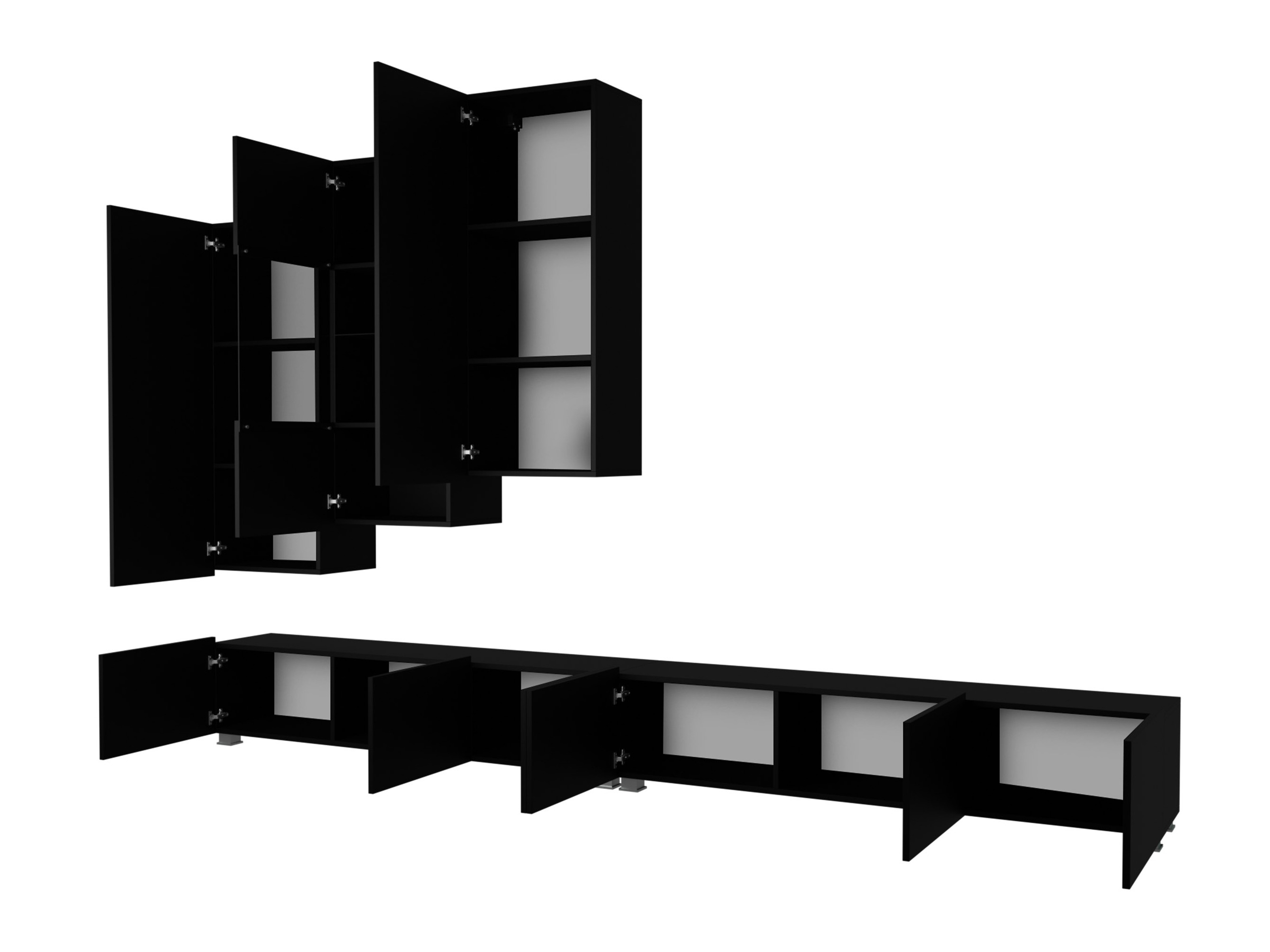 Set de living Remus XVII (Stejar auriu + Alb + Alb lucios)