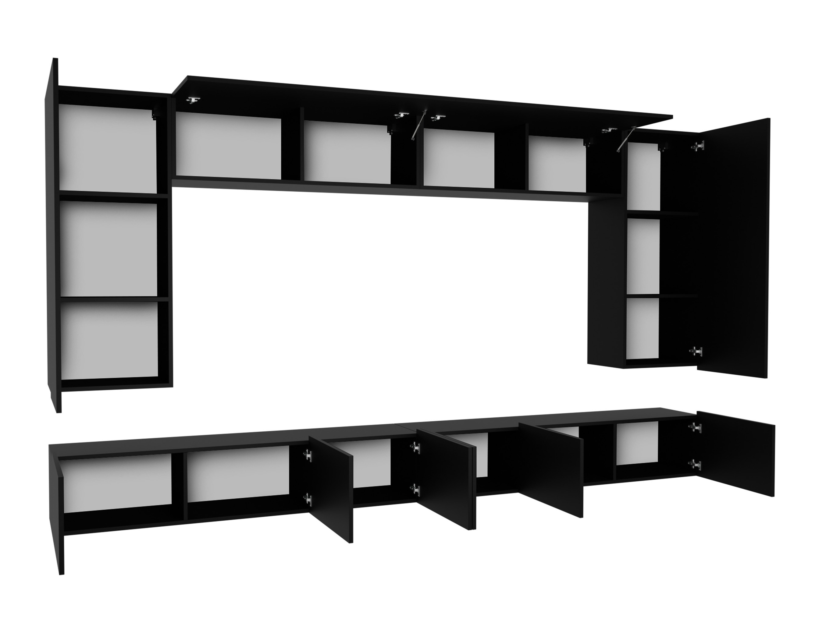 Set de living Tivdalu 135 (Alb + Alb lucios)