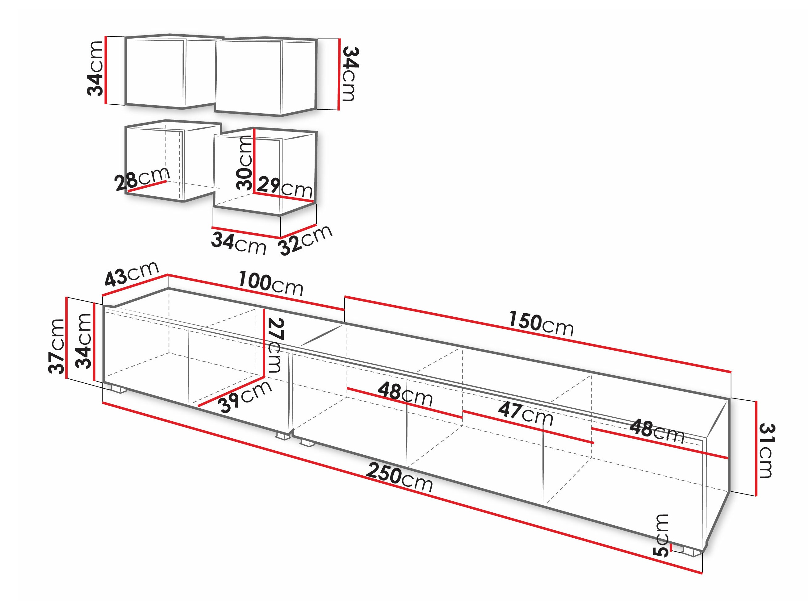 Set de living Remus XVIII (Negru + Negru lucios)