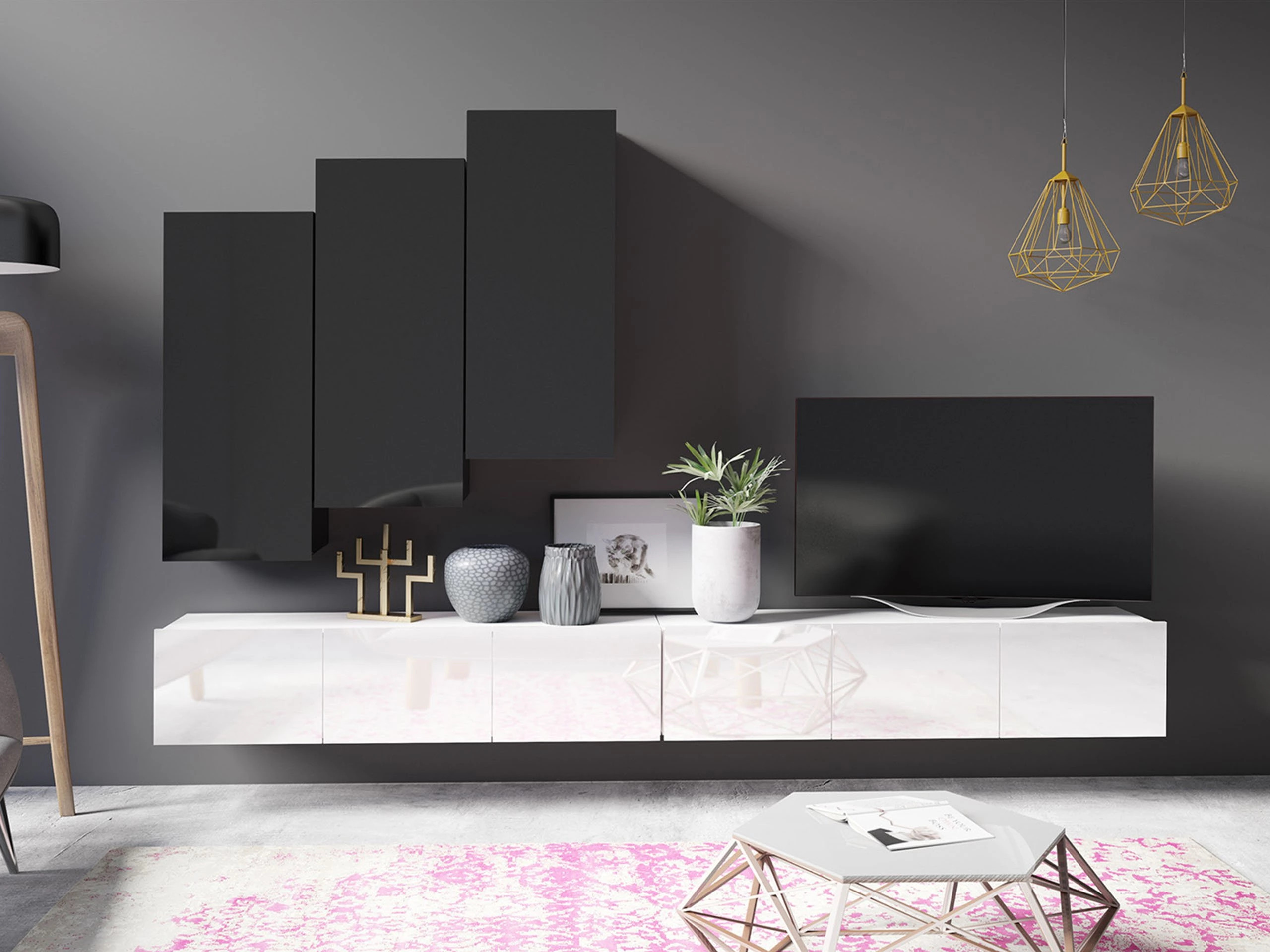 Set de living Remus XX (Alb + Negru)